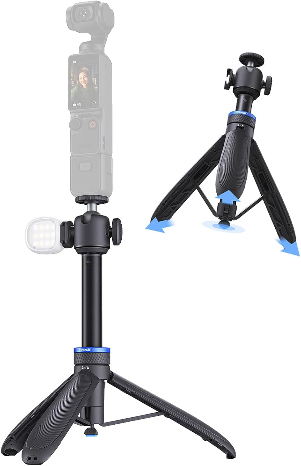 TRÍPODE PARA CÁMARA TELESIN MINI SELFIE STICK 0.1S AUTO OPEN PARA DJI OSMO POCKET 3 Y 4 - 1