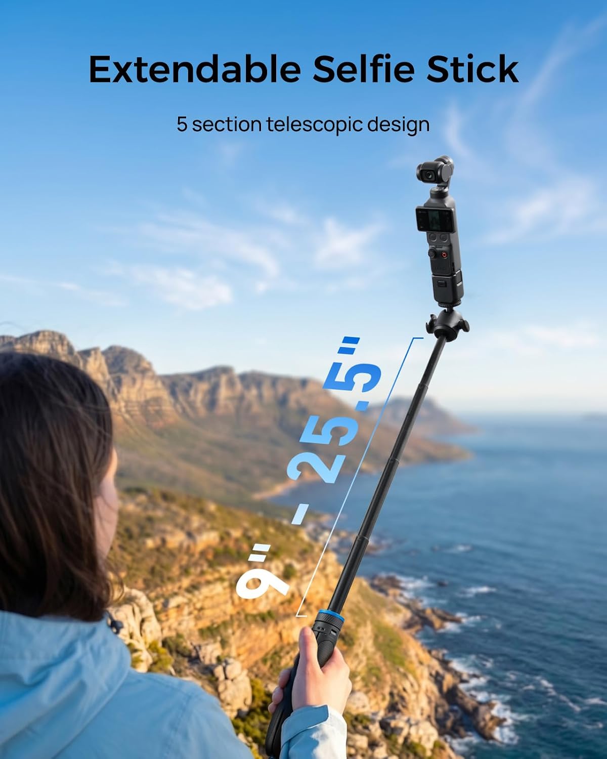 TRÍPODE PARA CÁMARA TELESIN MINI SELFIE STICK 0.1S AUTO OPEN PARA DJI OSMO POCKET 3 Y 4 - 4
