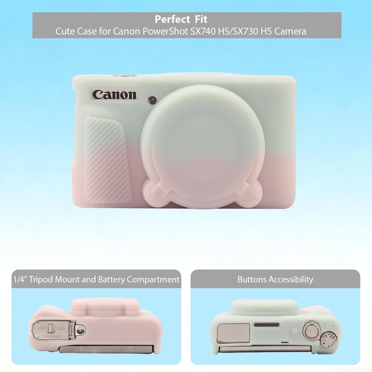 CARCASA PARA CÁMARA CANON POWERSHOT SX740 HS SX730 HS FREVYVE ROSA Y VERDE - 5