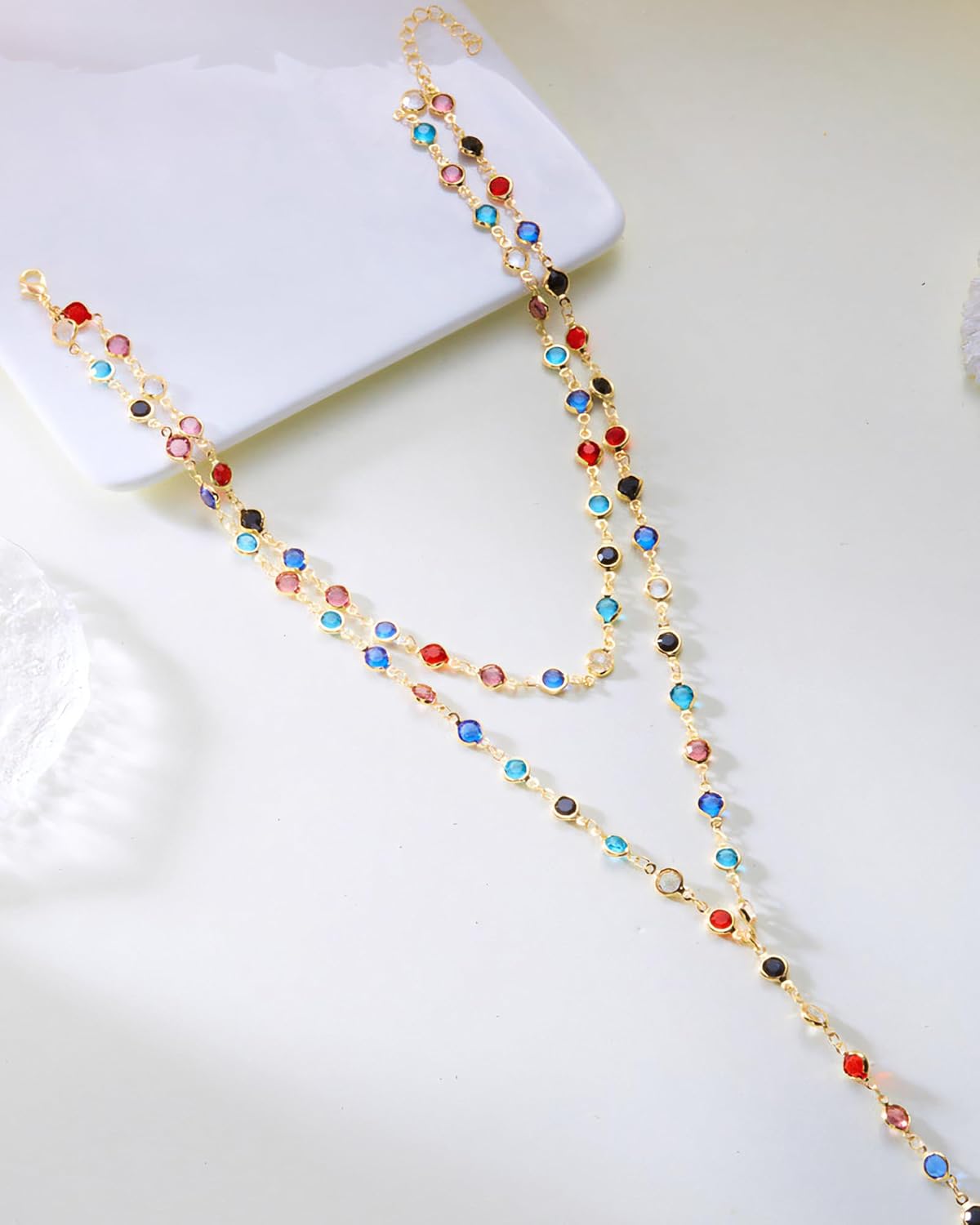 COLLAR LANWLOSI Y MULTICOLOR CON CRISTALES LARGOS PARA MUJER - 5