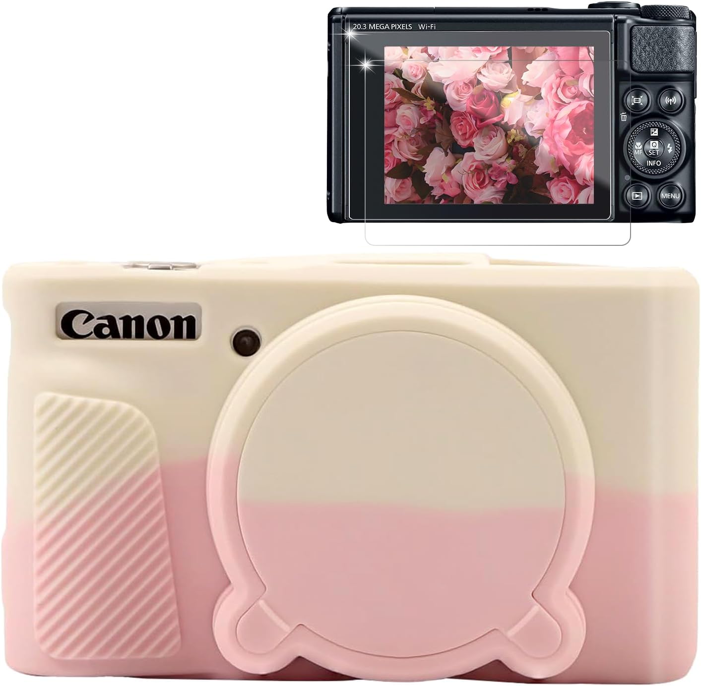 CARCASA PARA CÁMARA CANON POWERSHOT SX740 HS SX730 HS BEIGE Y ROSA - 1