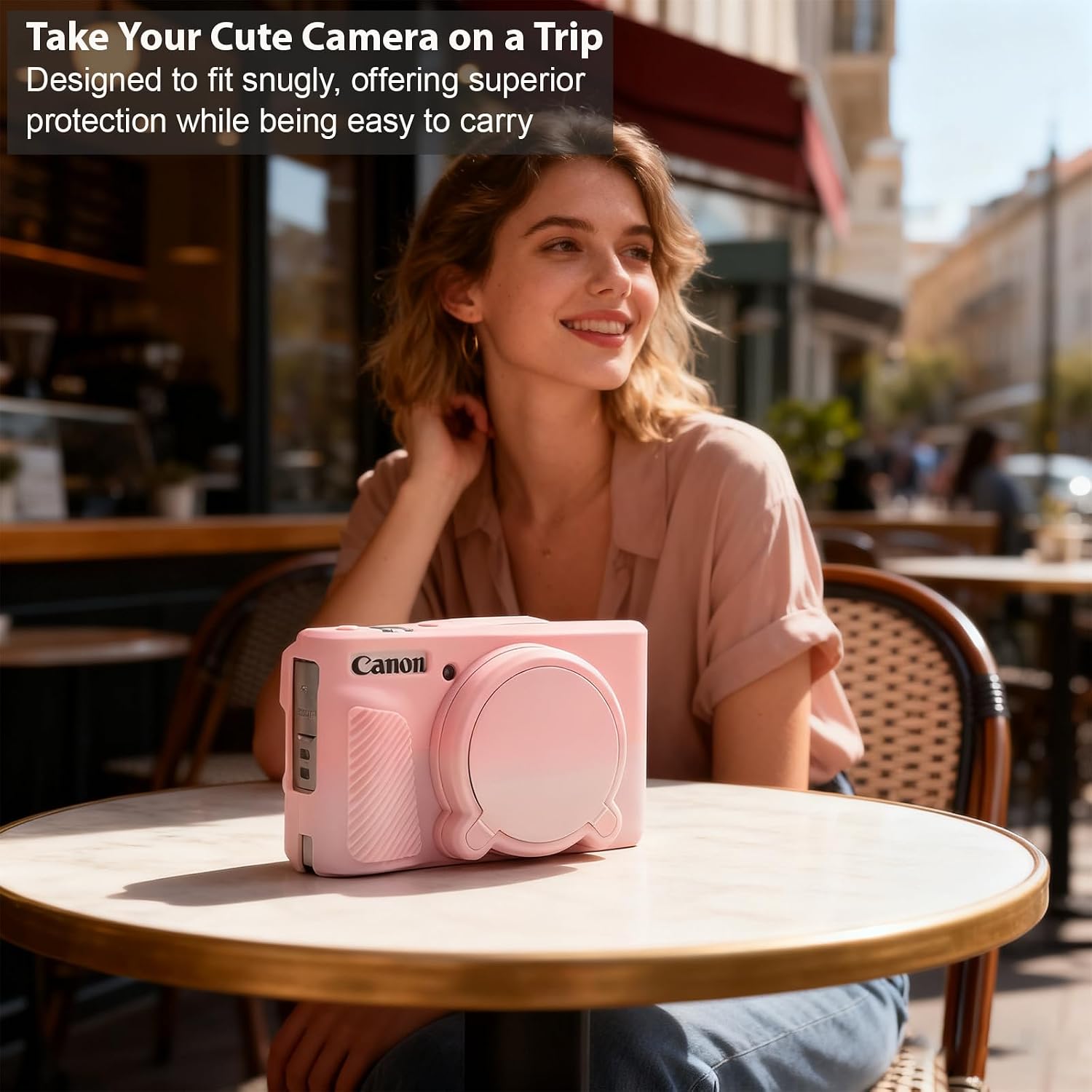 CARCASA PARA CÁMARA CANON POWERSHOT SX740 HS SX730 HS BEIGE Y ROSA - 3