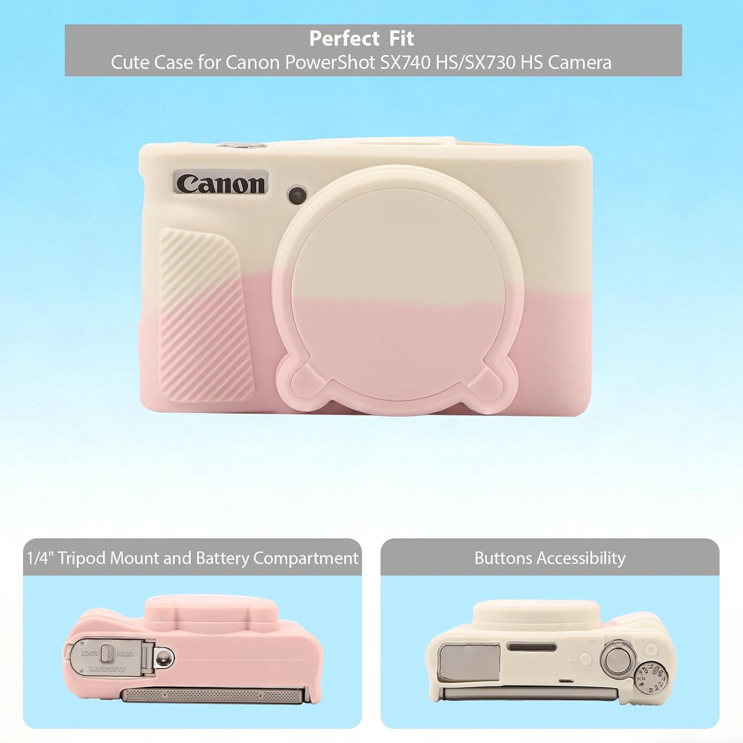 CARCASA PARA CÁMARA CANON POWERSHOT SX740 HS SX730 HS BEIGE Y ROSA - 5