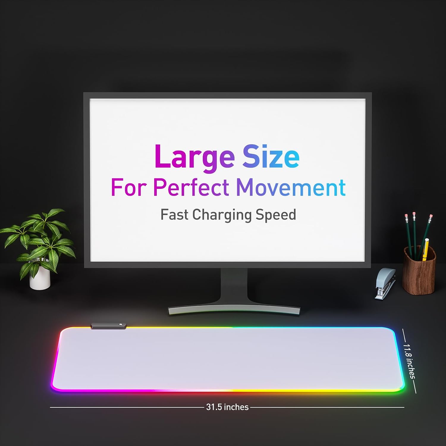 MOUSEPAD RGB DR CATCH GRANDE CON ILUMINACIÓN LED BLANCO - 2