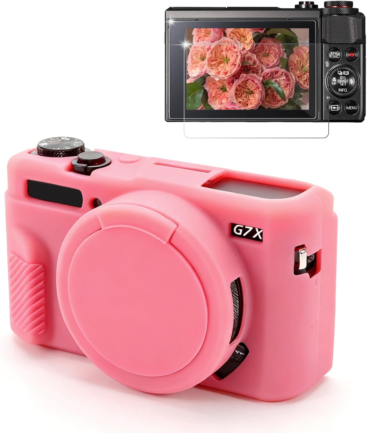 CARCASA PARA CÁMARA CANON G7X MARK II FREVYVE ROJO ROSA - 1