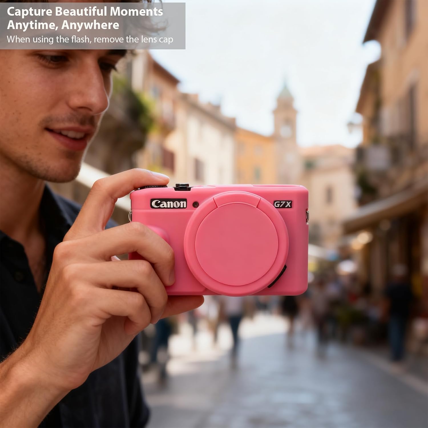 CARCASA PARA CÁMARA CANON G7X MARK II FREVYVE ROJO ROSA - 2