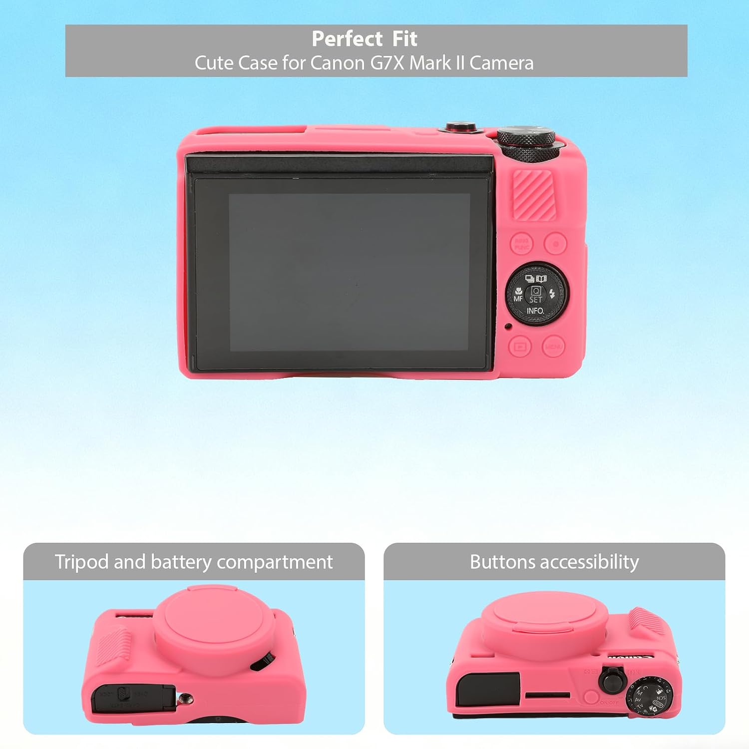 CARCASA PARA CÁMARA CANON G7X MARK II FREVYVE ROJO ROSA - 5