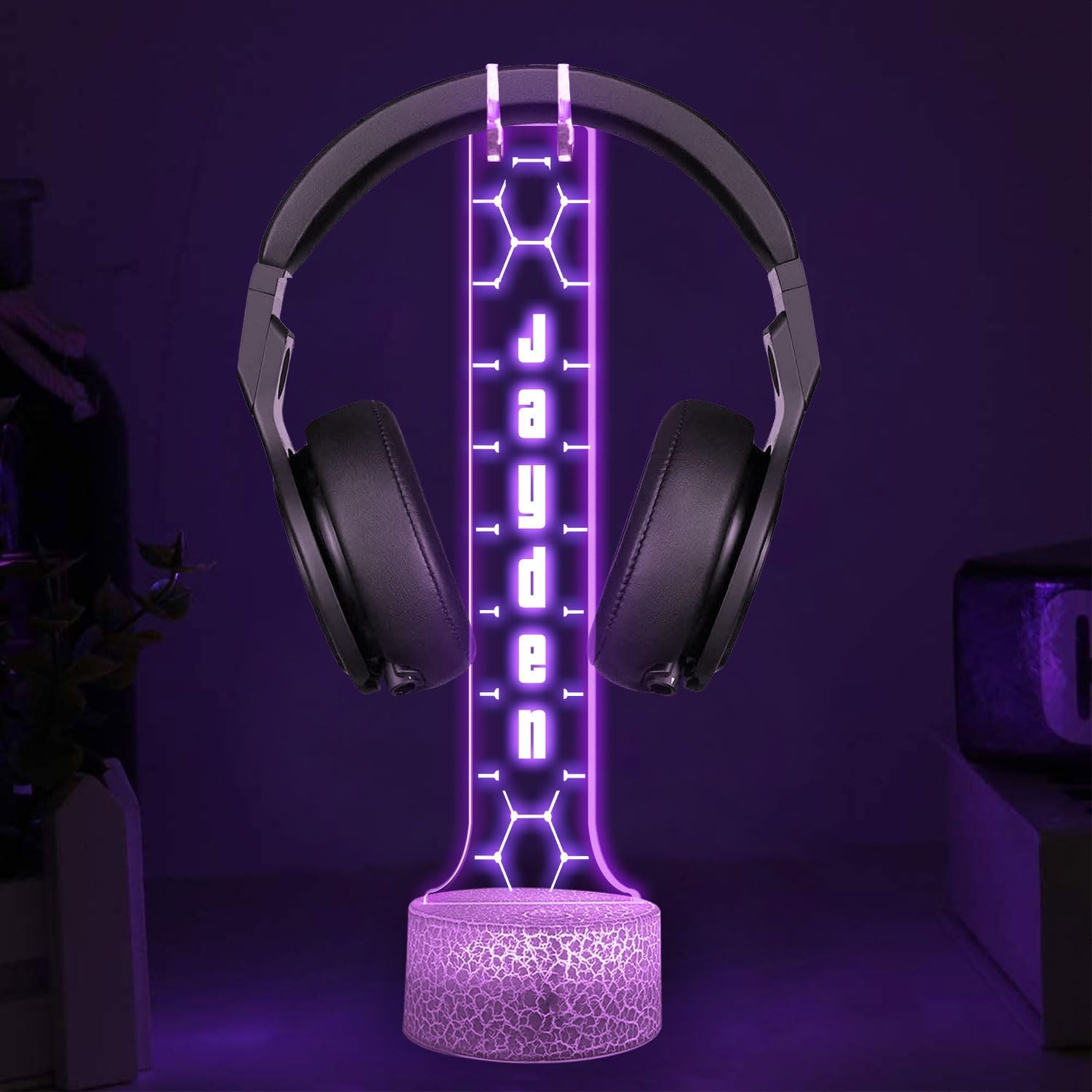 LÁMPARA DE MESA GIANTBIGHANDS SOPORTE PARA AUDÍFONOS RGB PERSONALIZABLE - 2