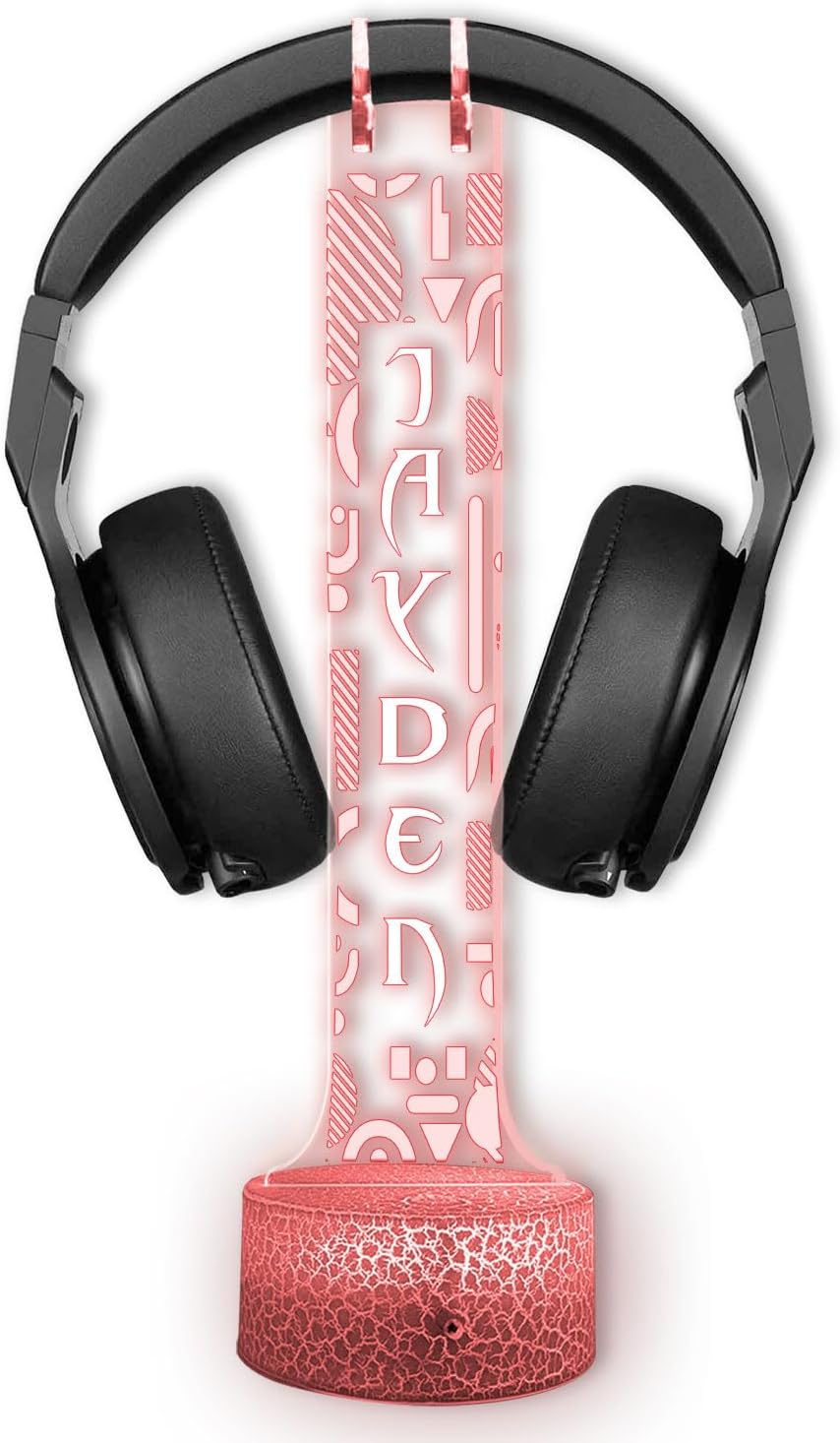 SOPORTE PARA AUDÍFONOS GAMER GIANTBIGHANDS CON LUCES LED RGB Y NOMBRE PERSONALIZADO - 5