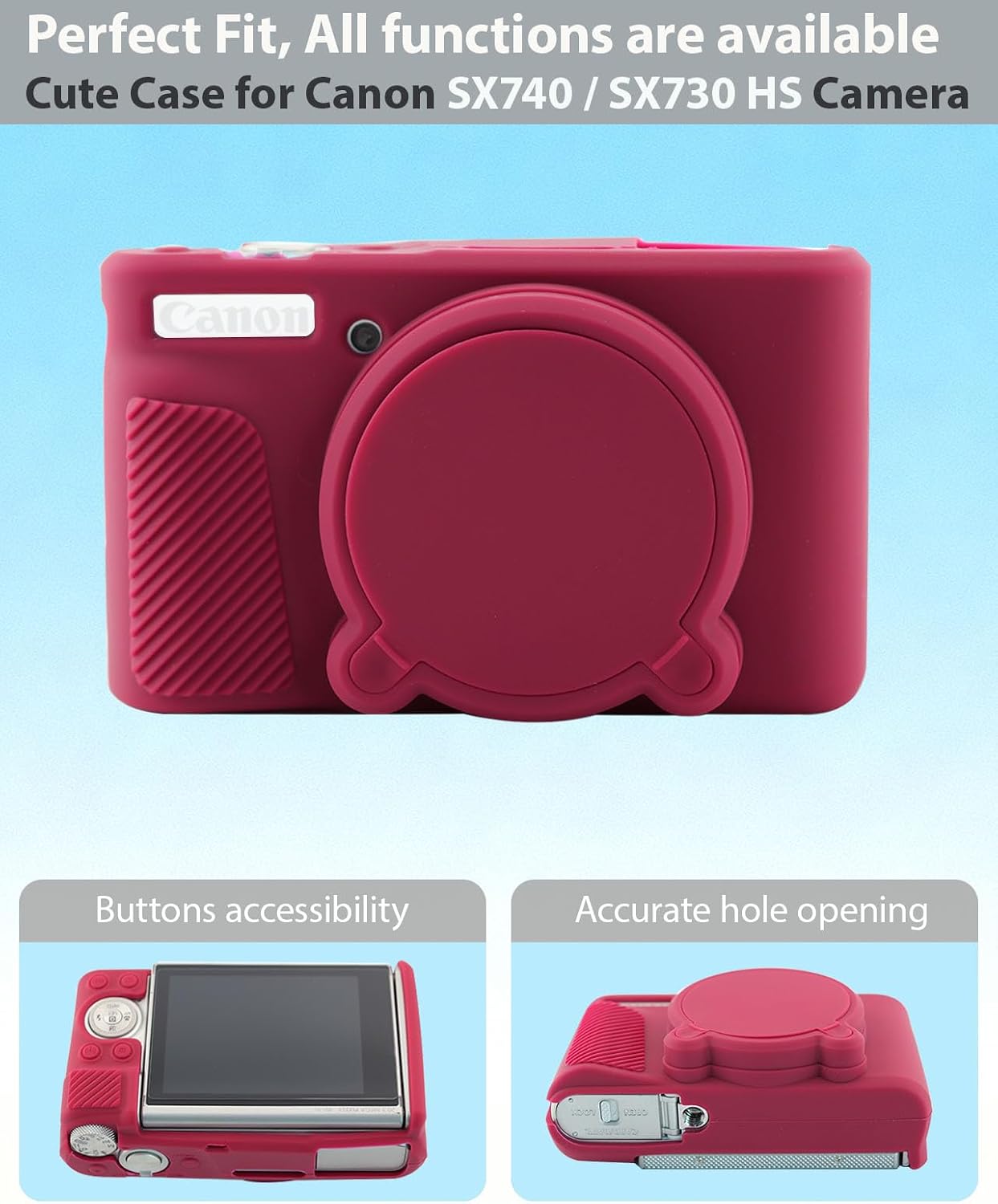 CARCASA PARA CÁMARA CANON POWERSHOT SX740 HS SX730 HS ROJO OSCURO - 2