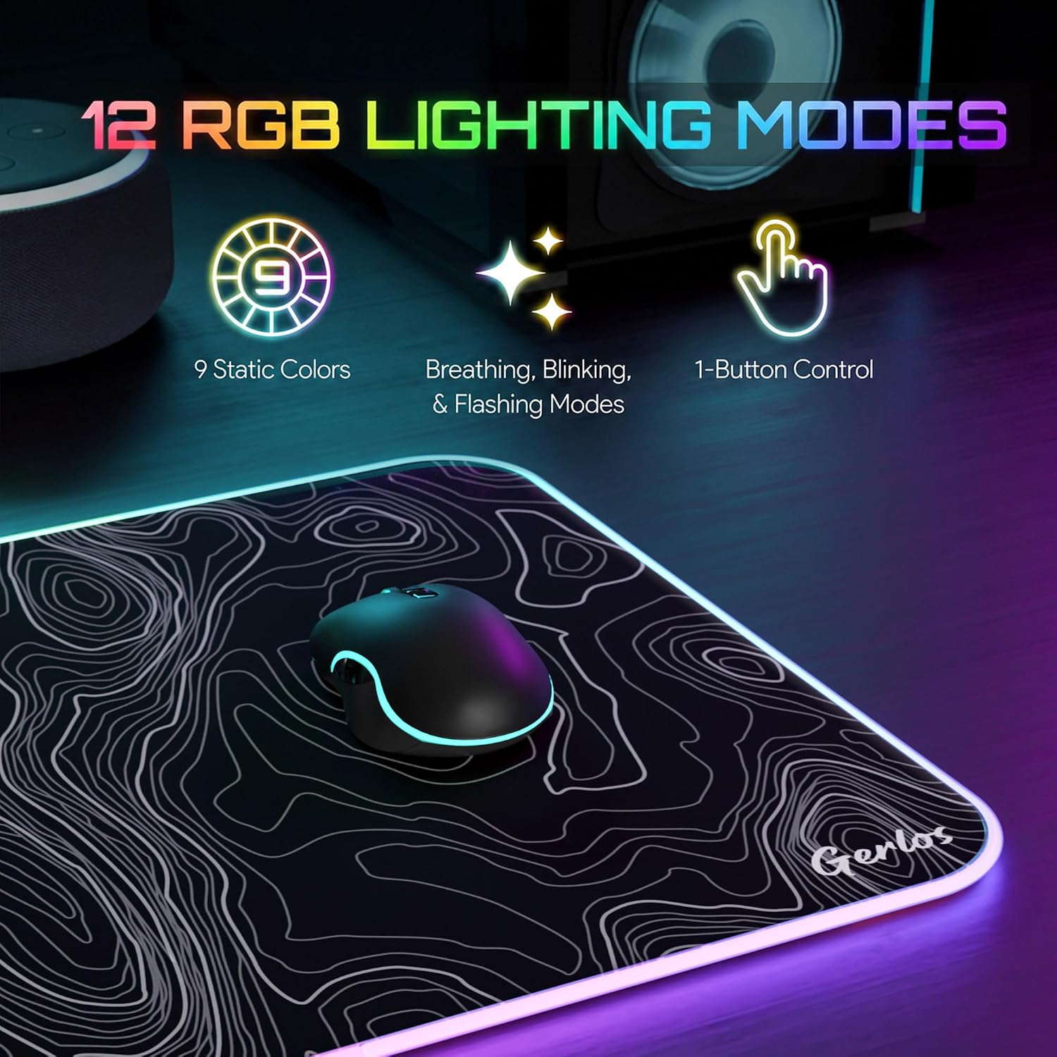 MOUSE PAD GAMING GERLOS RGB GRANDE 80 X 30 CM - 5