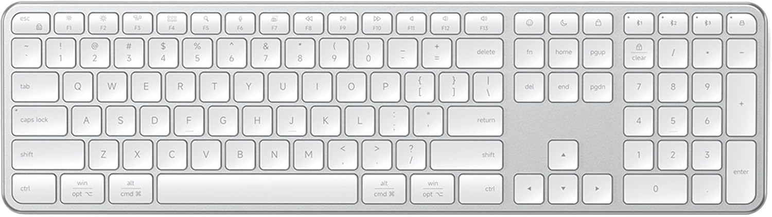 TECLADO INALÁMBRICO SATECHI SLIM EX3 BLUETOOTH Y 2.4 GHZ PLATA - 1