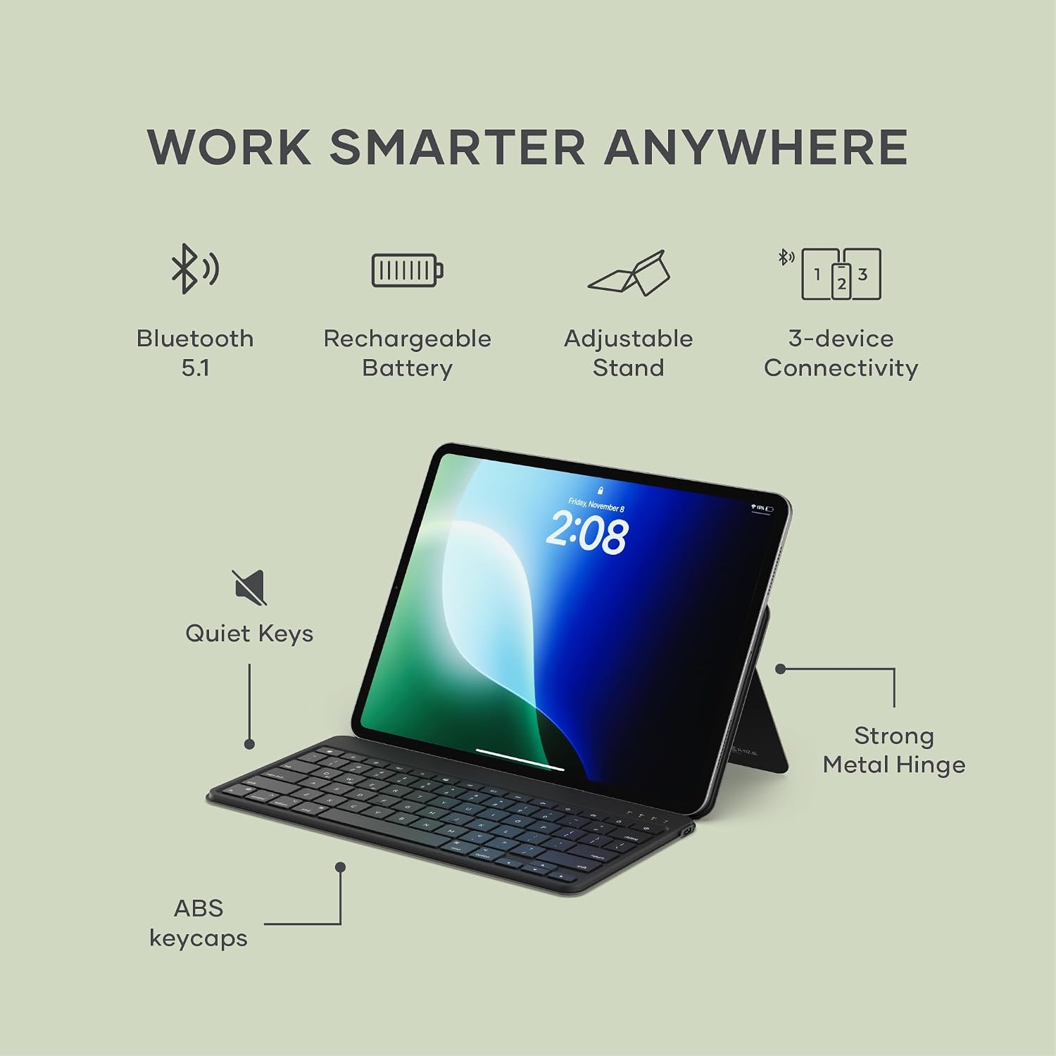 TECLADO BLUETOOTH SATECHI ONTHEGO PARA 3 DISPOSITIVOS, NEGRO - 2