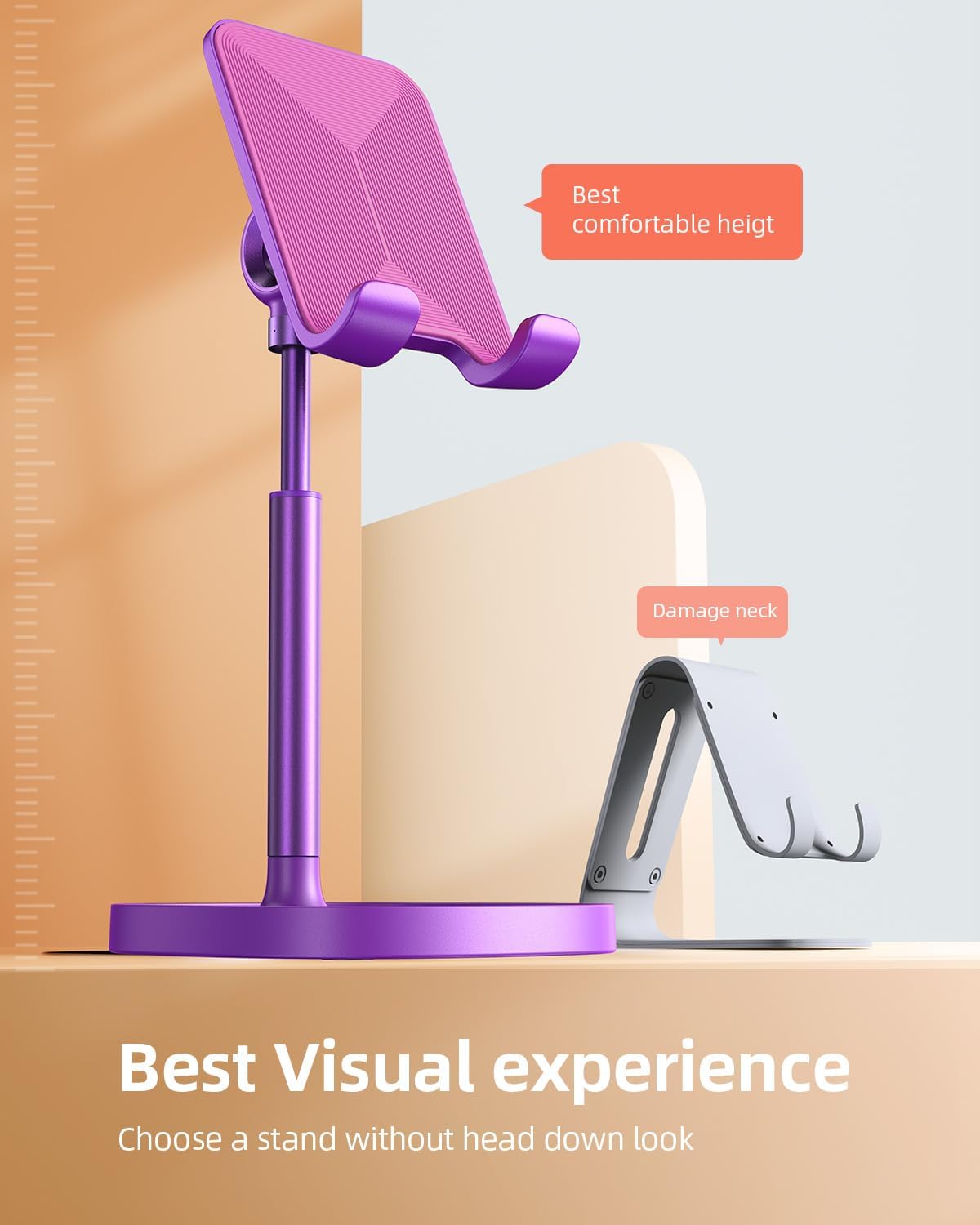 SOPORTE PARA CELULAR LISEN AJUSTABLE PARA ESCRITORIO MORADO - 2