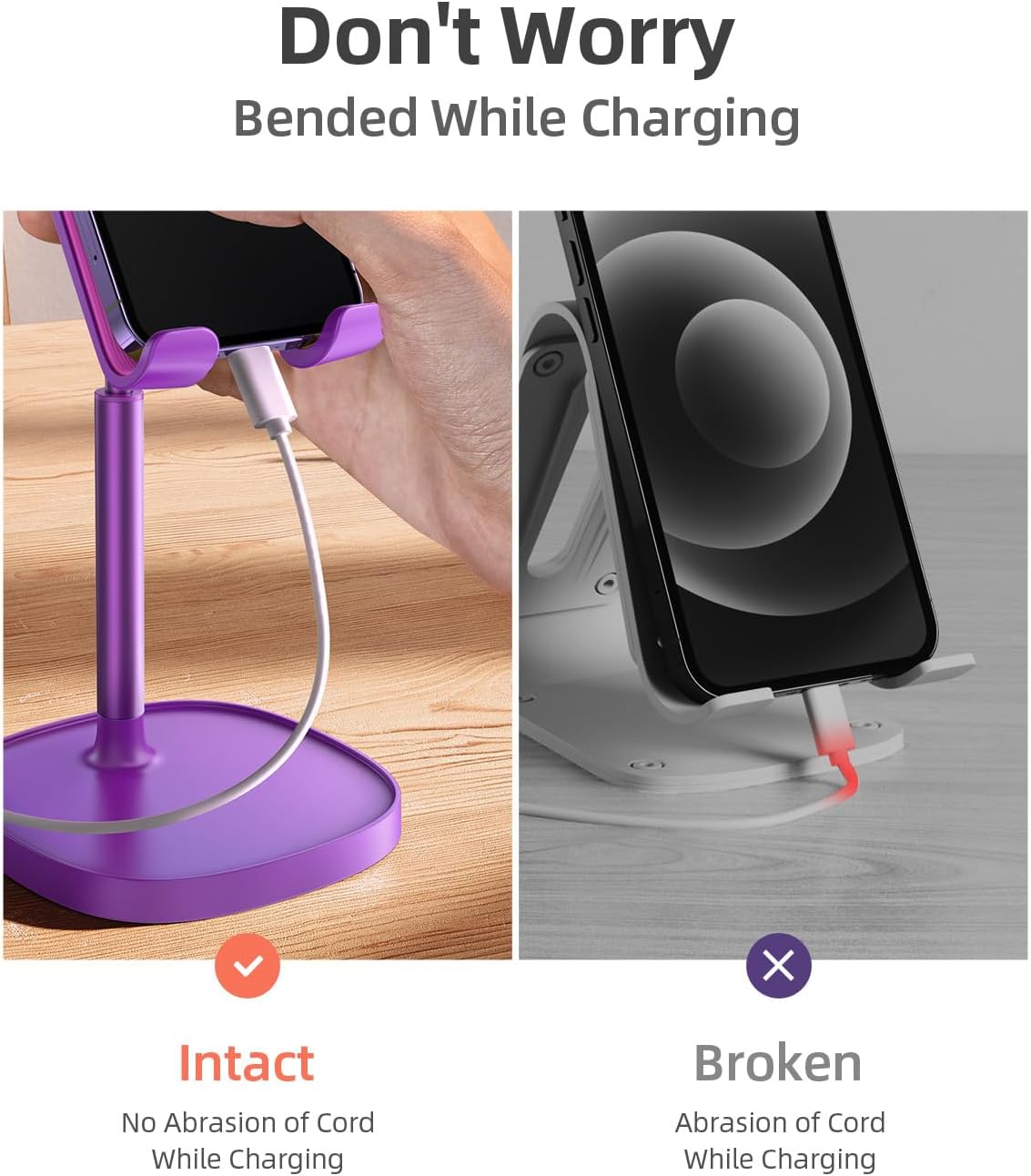 SOPORTE PARA CELULAR LISEN AJUSTABLE PARA ESCRITORIO MORADO - 3