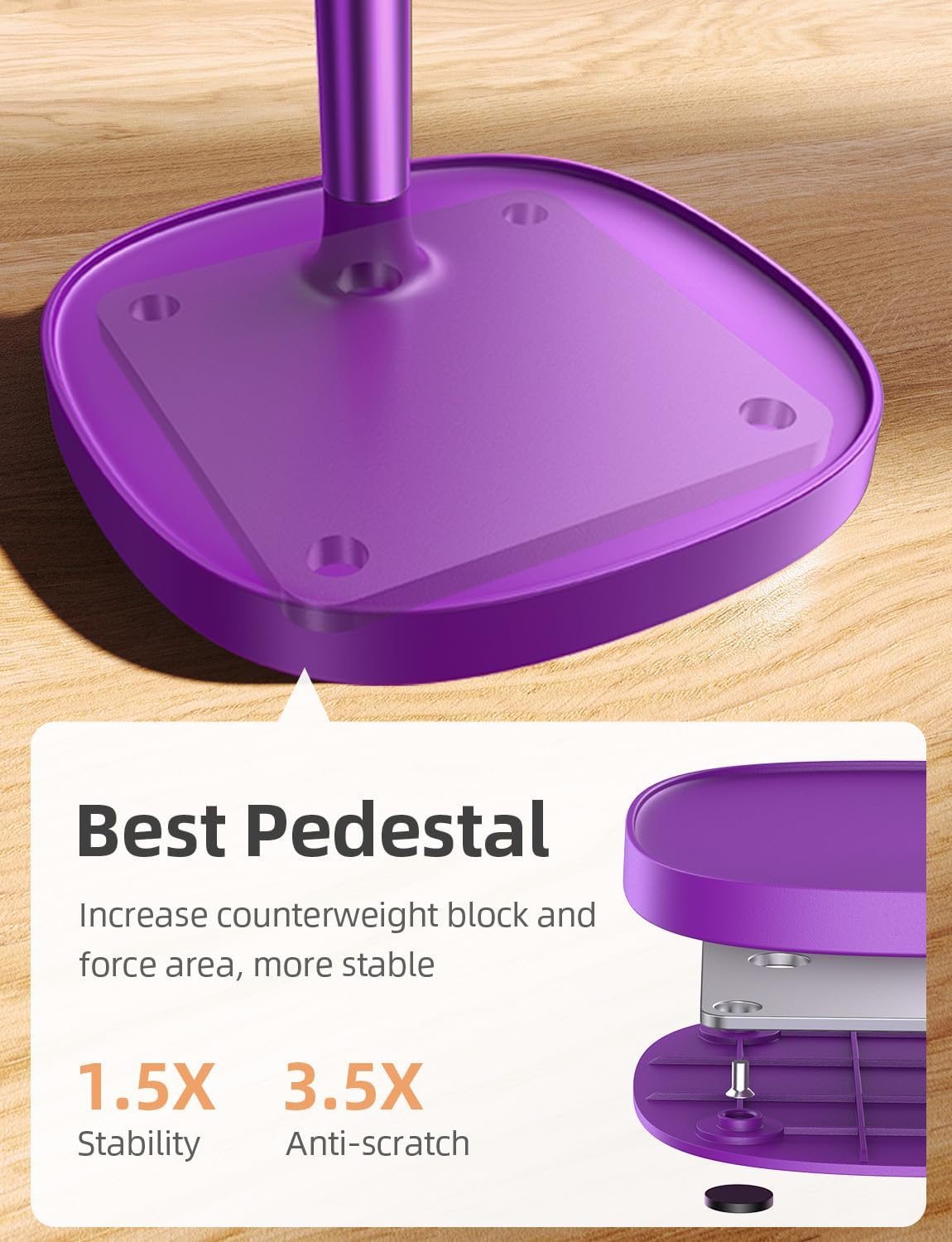SOPORTE PARA CELULAR LISEN AJUSTABLE PARA ESCRITORIO MORADO - 4