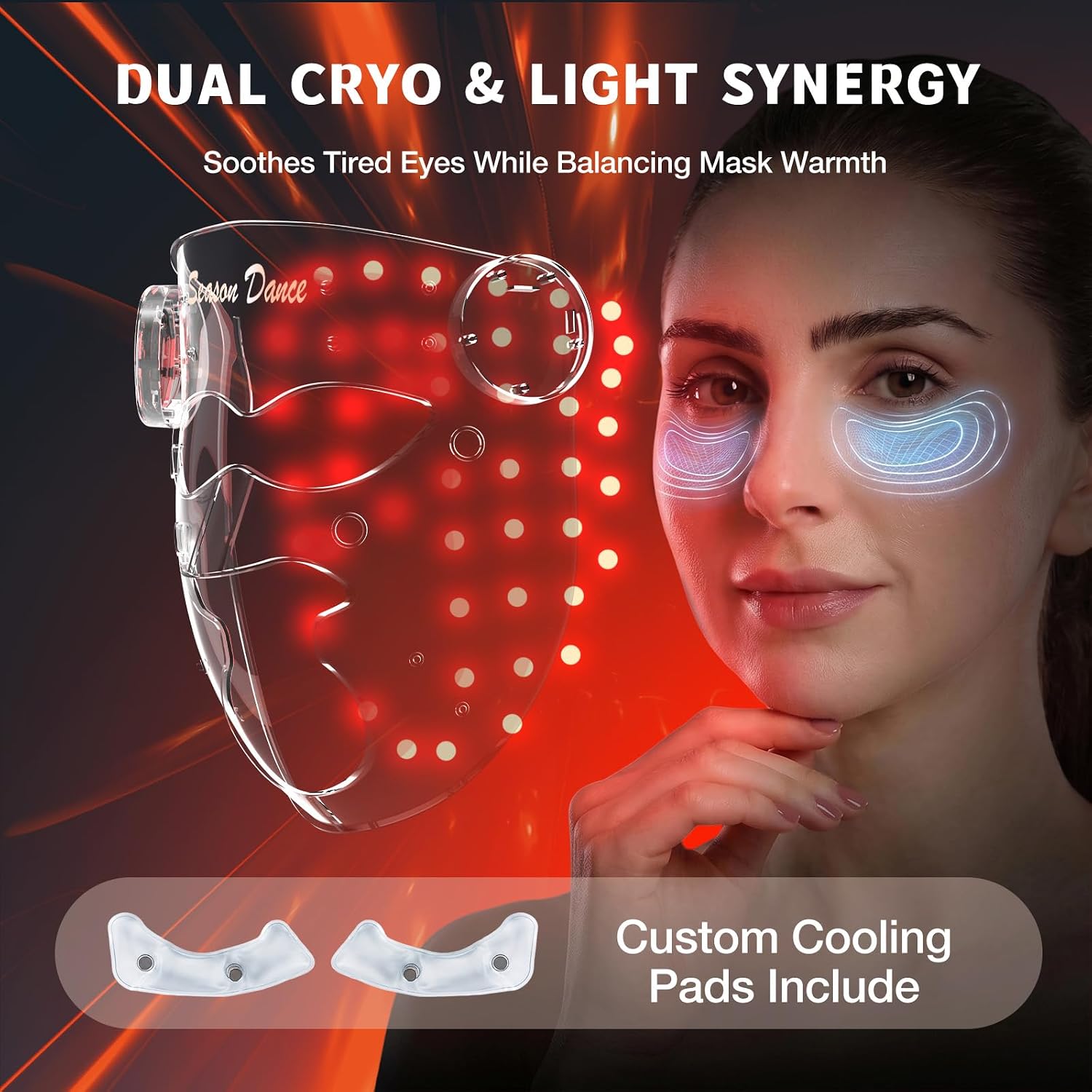 MÁSCARA DE TERAPIA DE LUZ ROJA SEASON DANCE 320 LEDS INALÁMBRICA PARA ROSTRO - 5