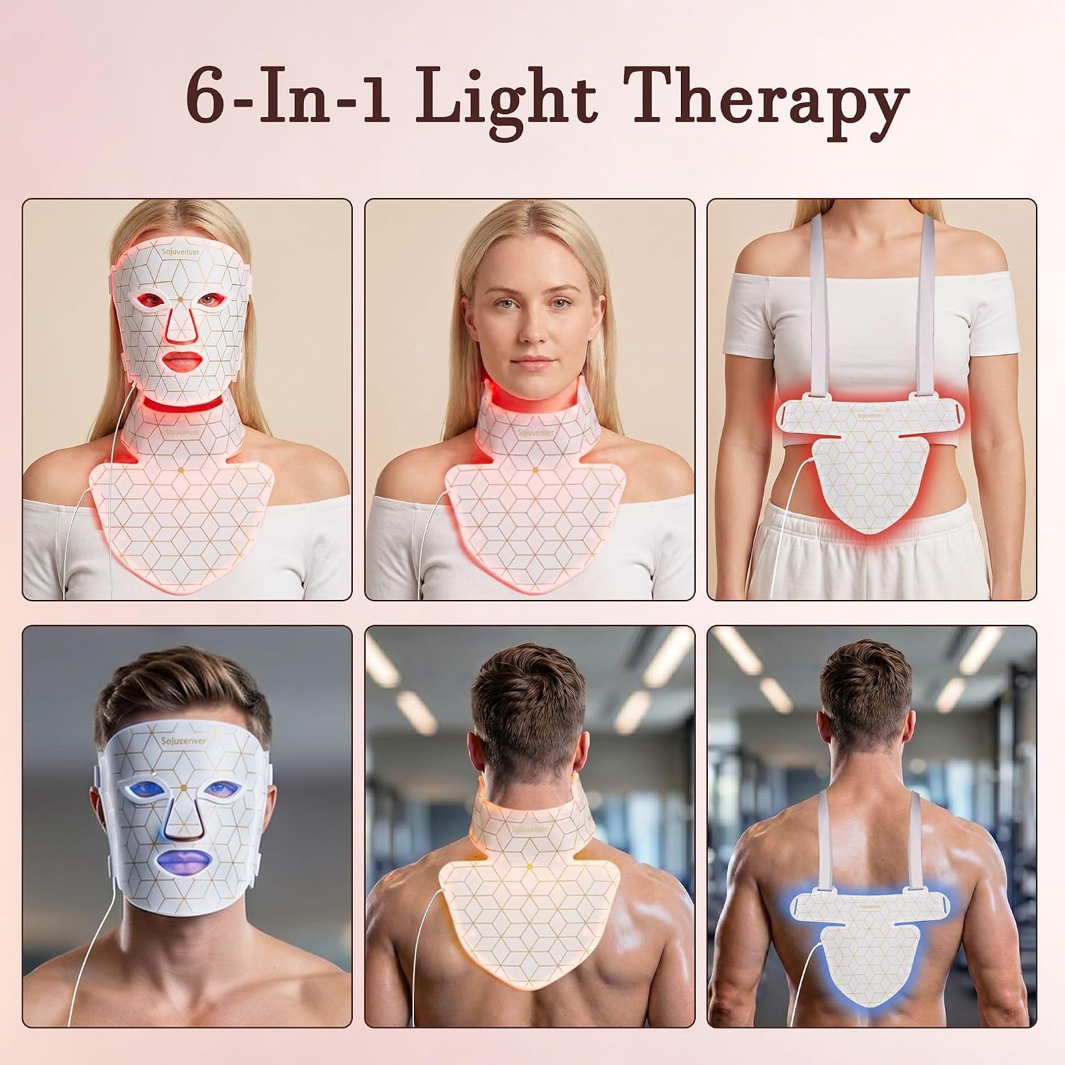 MASCARILLA FACIAL SOJUVENVER RED LIGHT THERAPY 8 COLORES LED 850NM NIR - 2