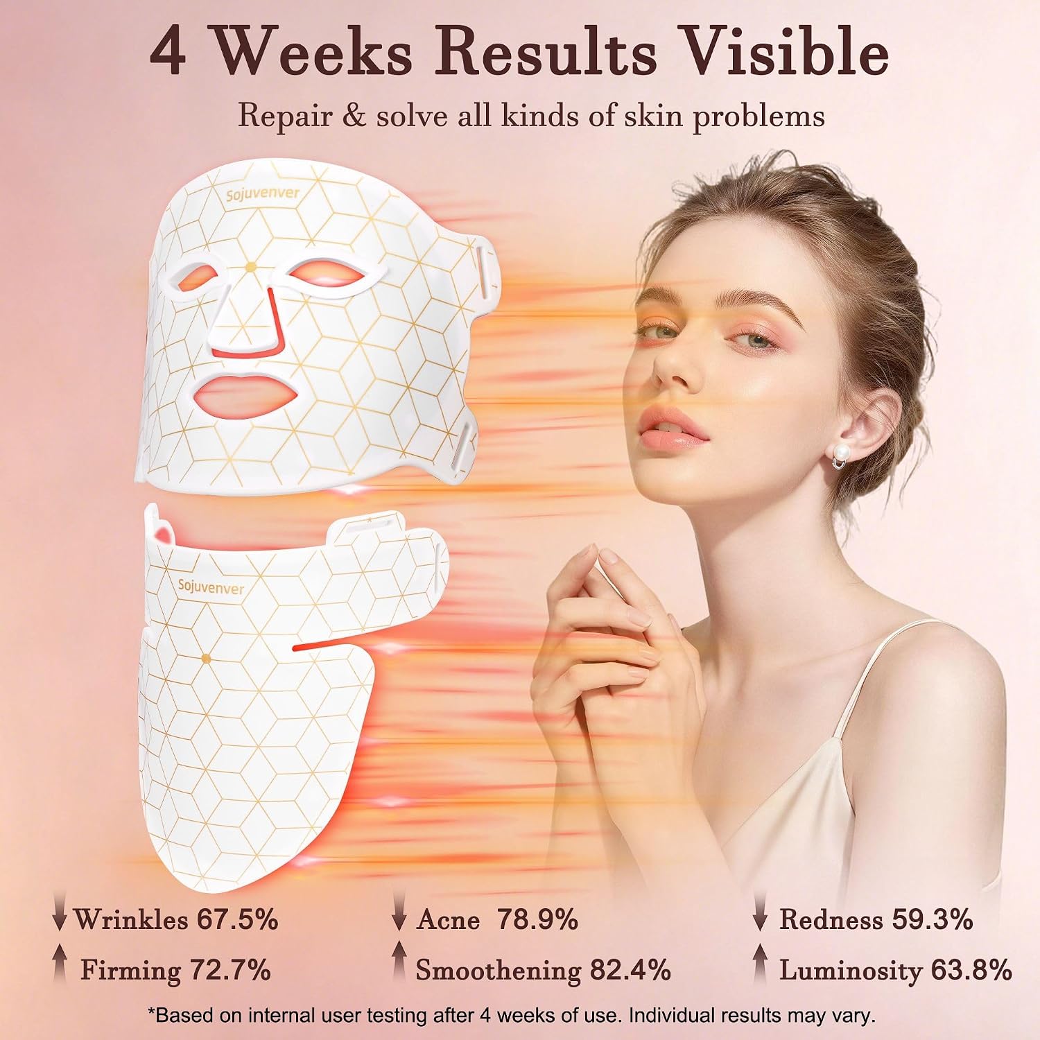 MASCARILLA FACIAL SOJUVENVER RED LIGHT THERAPY 8 COLORES LED 850NM NIR - 5