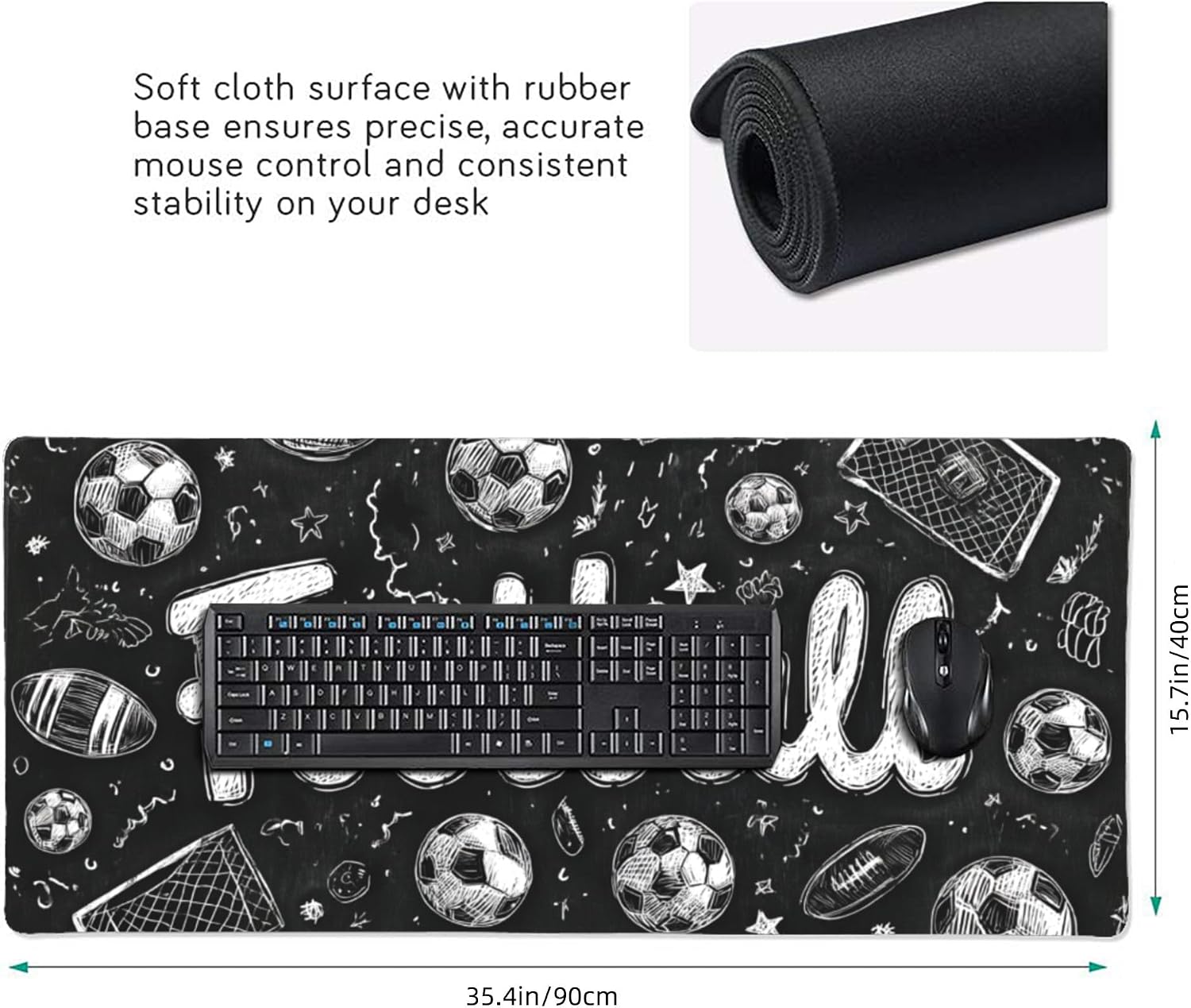 MOUSE PAD JJWETONG FOOTBALL SOCCER GAMING 90X40 CM ANTIDESLIZANTE - 2