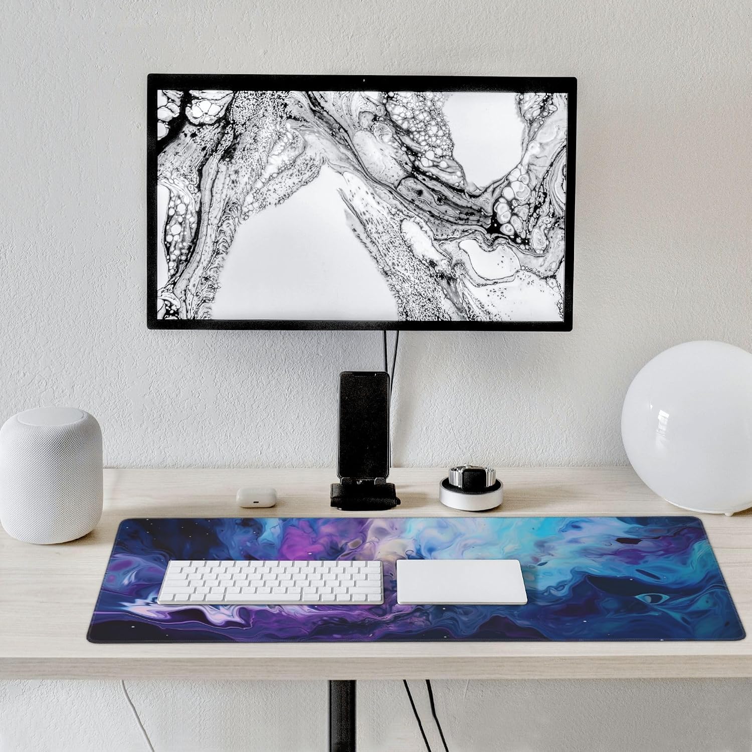 MOUSE PAD GRANDE JJWETONG 90X40 CM DISEÑO MÁRMOL GALAXIA CON BASE ANTIDESLIZANTE Y ACCESORIOS - 4