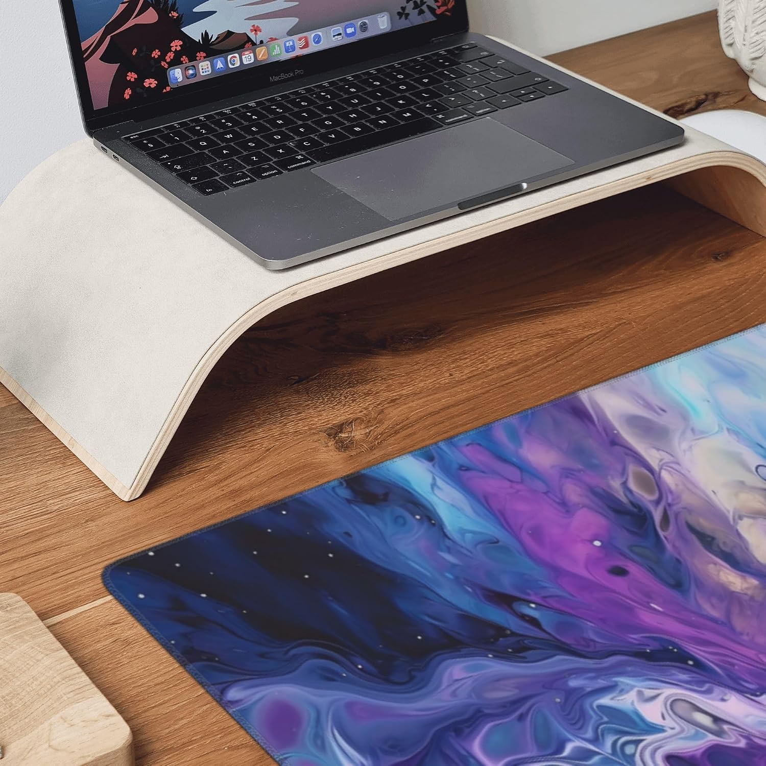 MOUSE PAD GRANDE JJWETONG 90X40 CM DISEÑO MÁRMOL GALAXIA CON BASE ANTIDESLIZANTE Y ACCESORIOS - 5