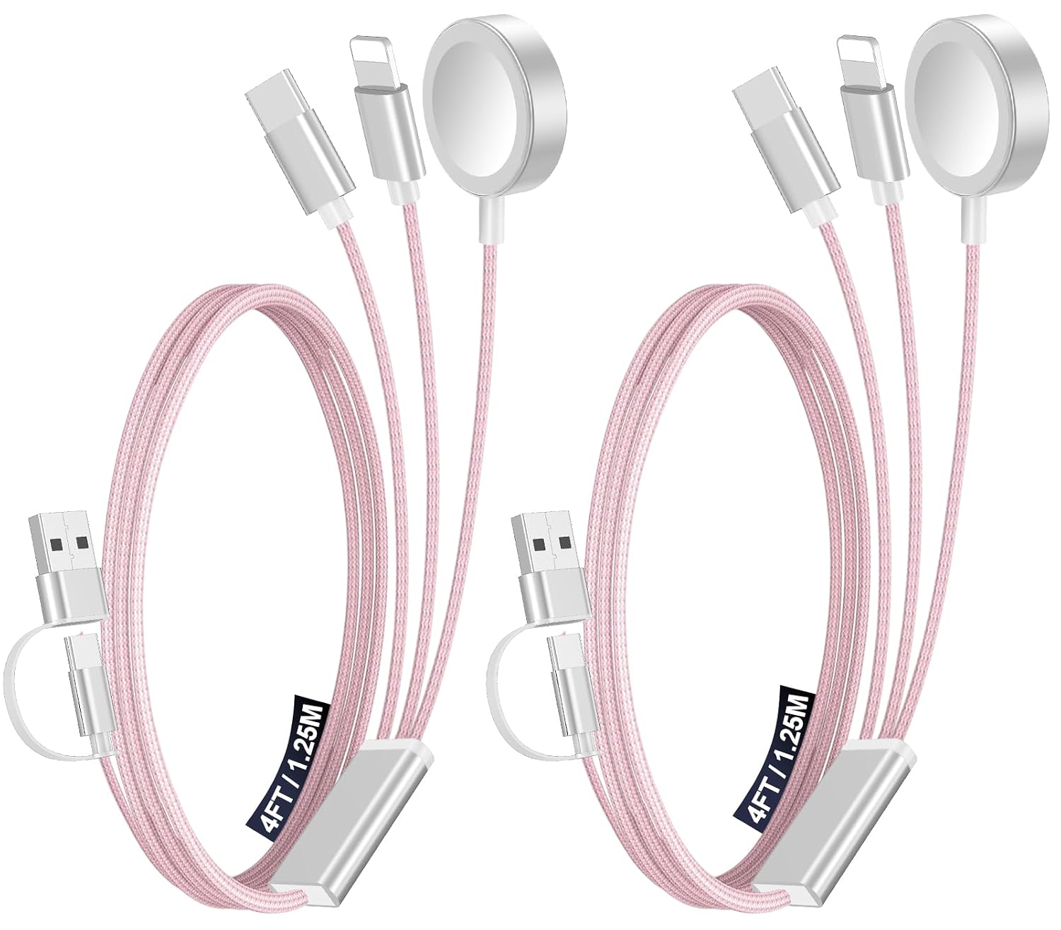 CABLE CARGADOR MÚLTIPLE 3 EN 2 XIWXI 1.25 M PARA APPLE WATCH Y USB C/A - 1