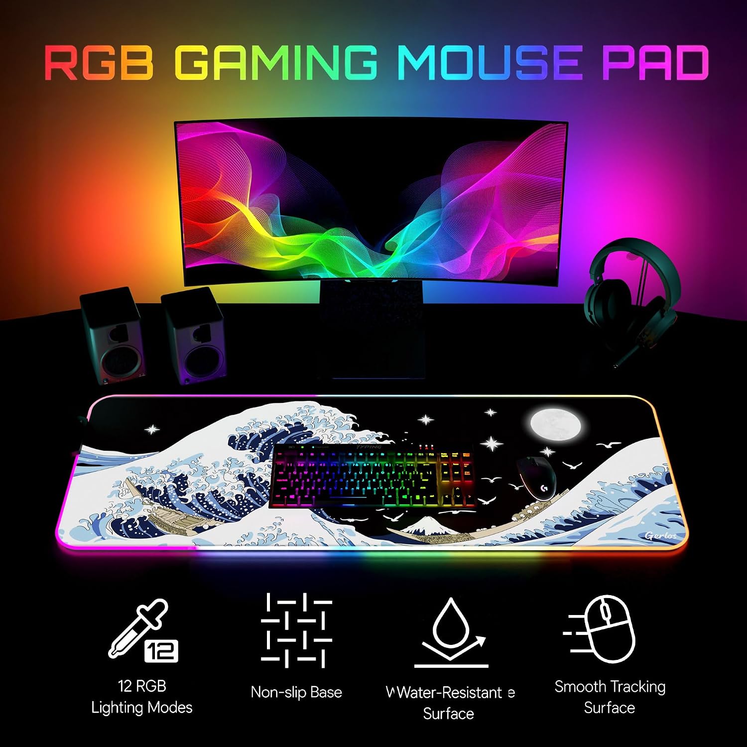 MOUSE PAD GERLOS RGB GAMING 80 X 30 CM - 2