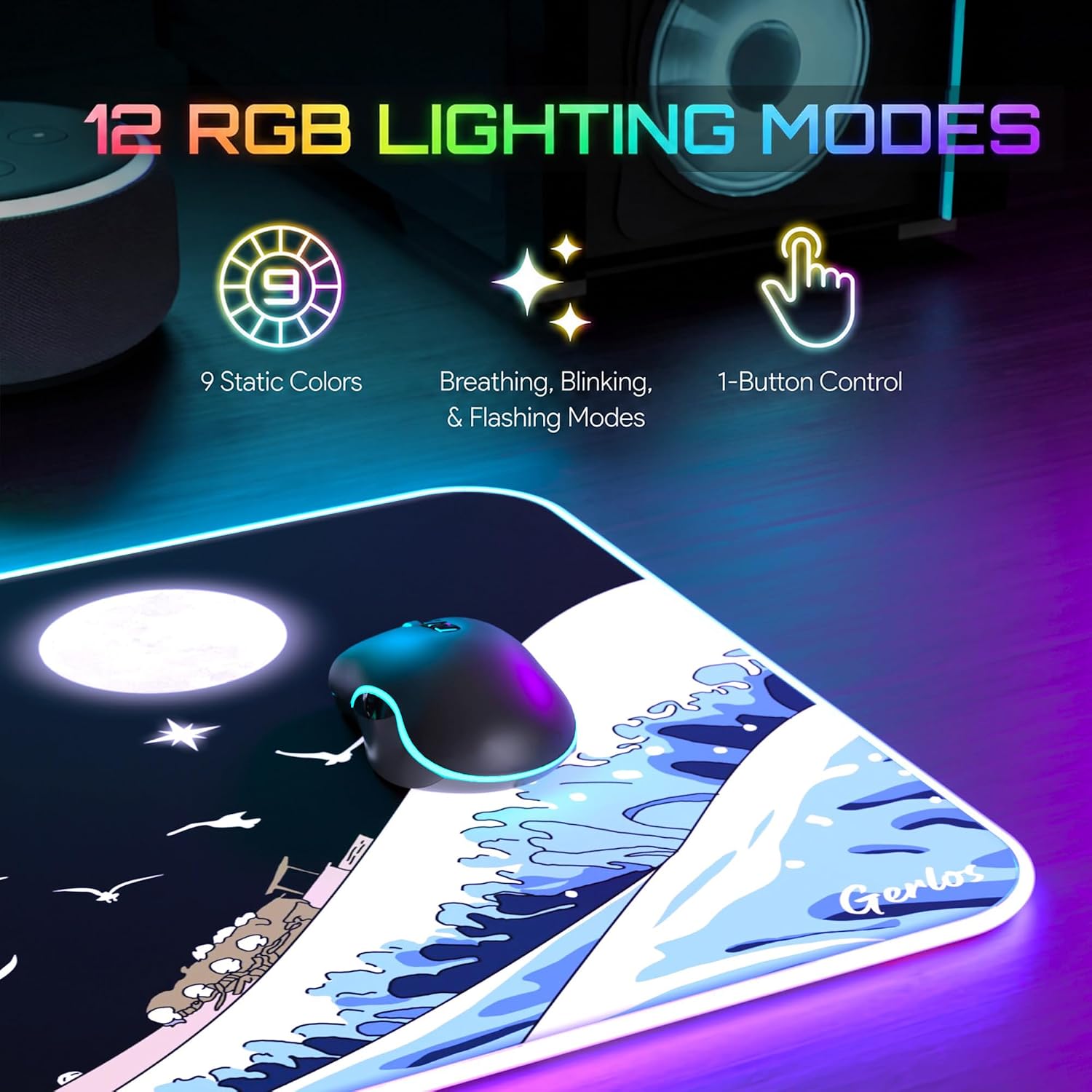 MOUSE PAD GERLOS RGB GAMING 80 X 30 CM - 5
