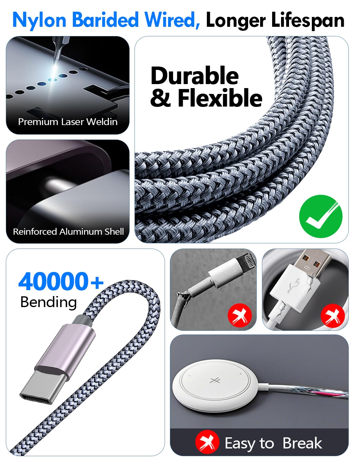 CABLE CARGADOR MÚLTIPLE 3 EN 2 XIWXI PARA APPLE WATCH IPHONE IPAD USB C LIGHTNING 1.25 M - 5