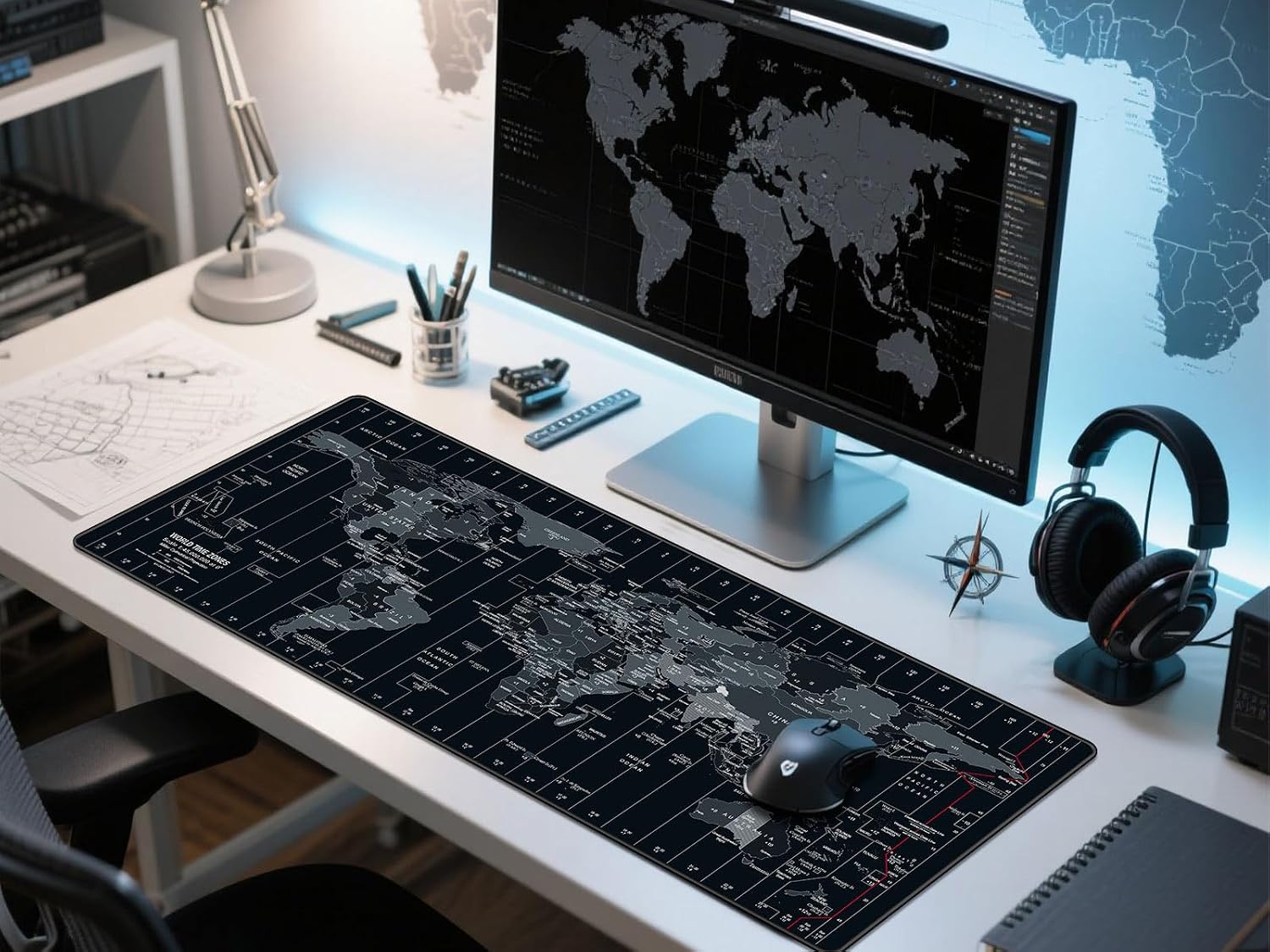MOUSE PAD GRANDE ANPOLLO MAPA MUNDIAL 90X40 CM BASE ANTIDESLIZANTE - 3