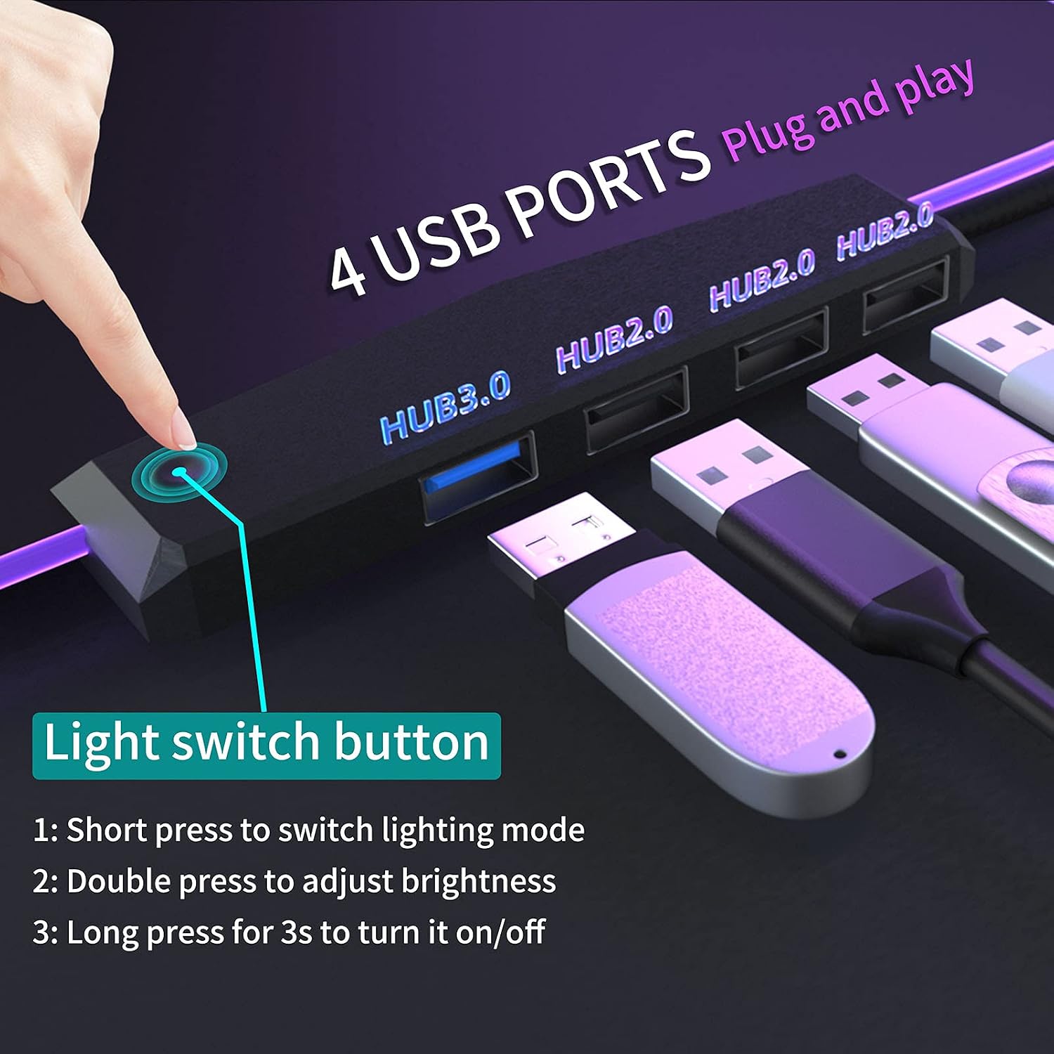 MOUSE PAD GAMING TIDALSOIL RGB CON HUB USB 4 PUERTOS 80X30 CM - 3