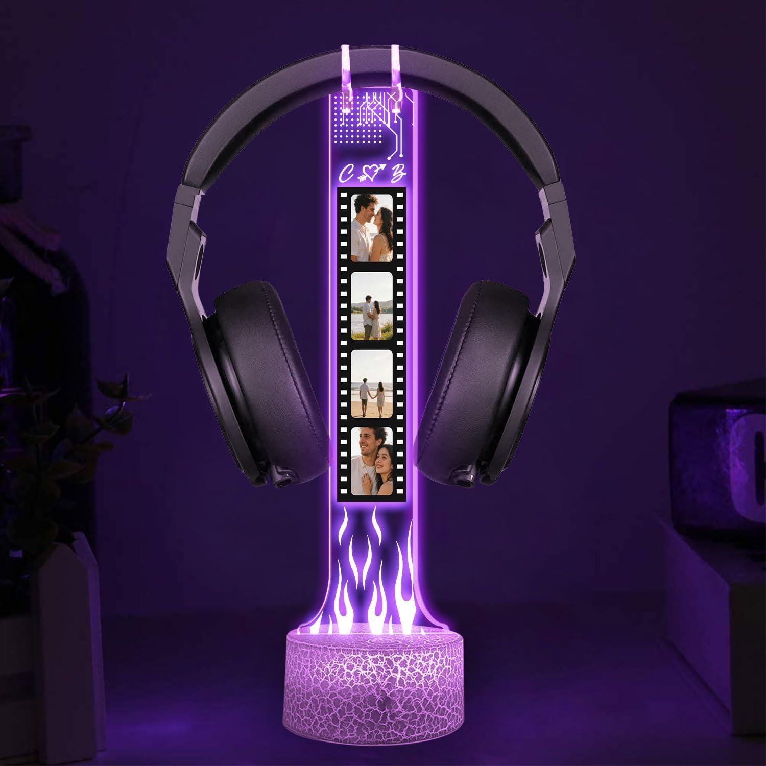 LÁMPARA DE MESA GIANTBIGHANDS SOPORTE PARA AUDÍFONOS CON LUZ LED RGB PERSONALIZABLE - 5