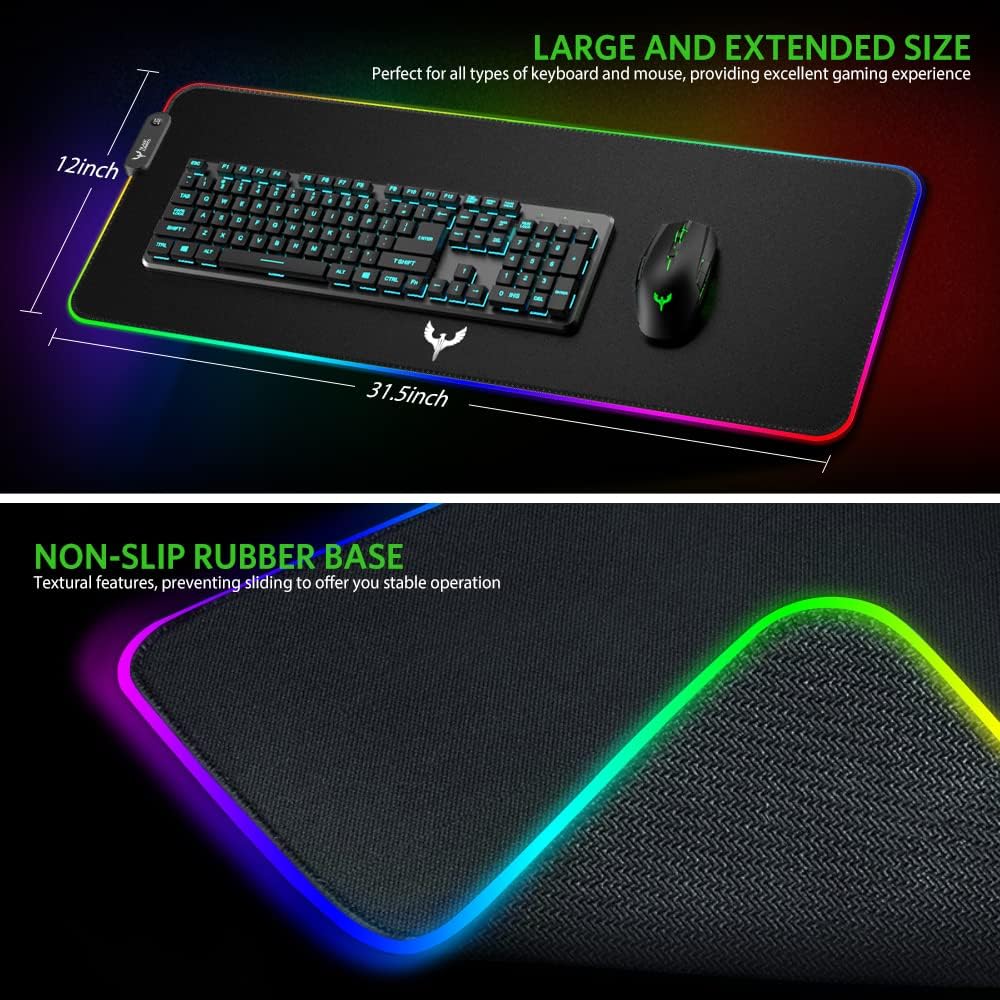 MOUSE PAD BLADEHAWKS RGB GAMING EXTRA GRANDE 31.5X12 PULGADAS NEGRO - 5