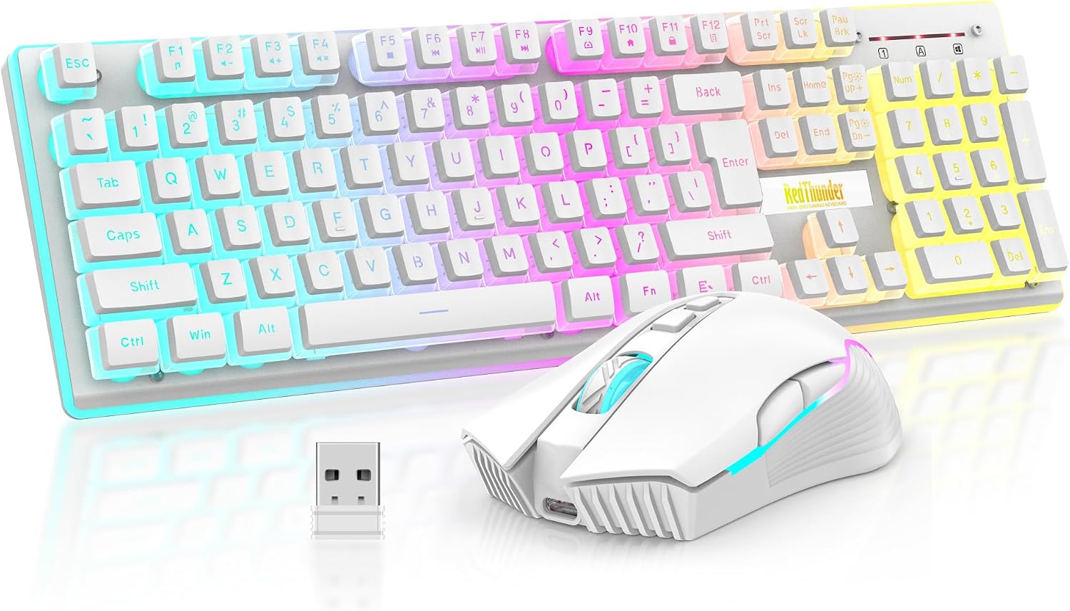KIT INALÁMBRICO TECLADO Y MOUSE REDTHUNDER K10 BLANCO PUDDING - 1