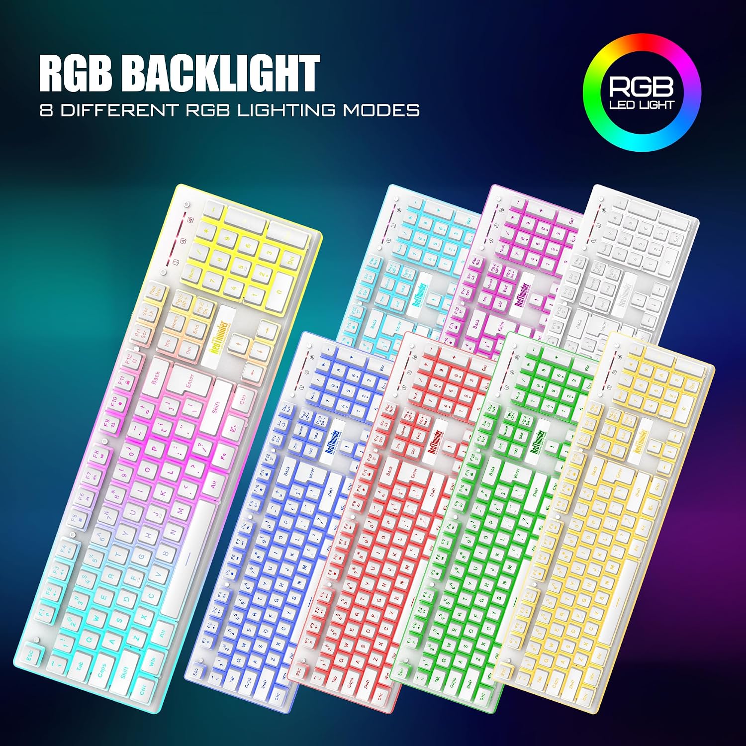 KIT INALÁMBRICO TECLADO Y MOUSE REDTHUNDER K10 BLANCO PUDDING - 3