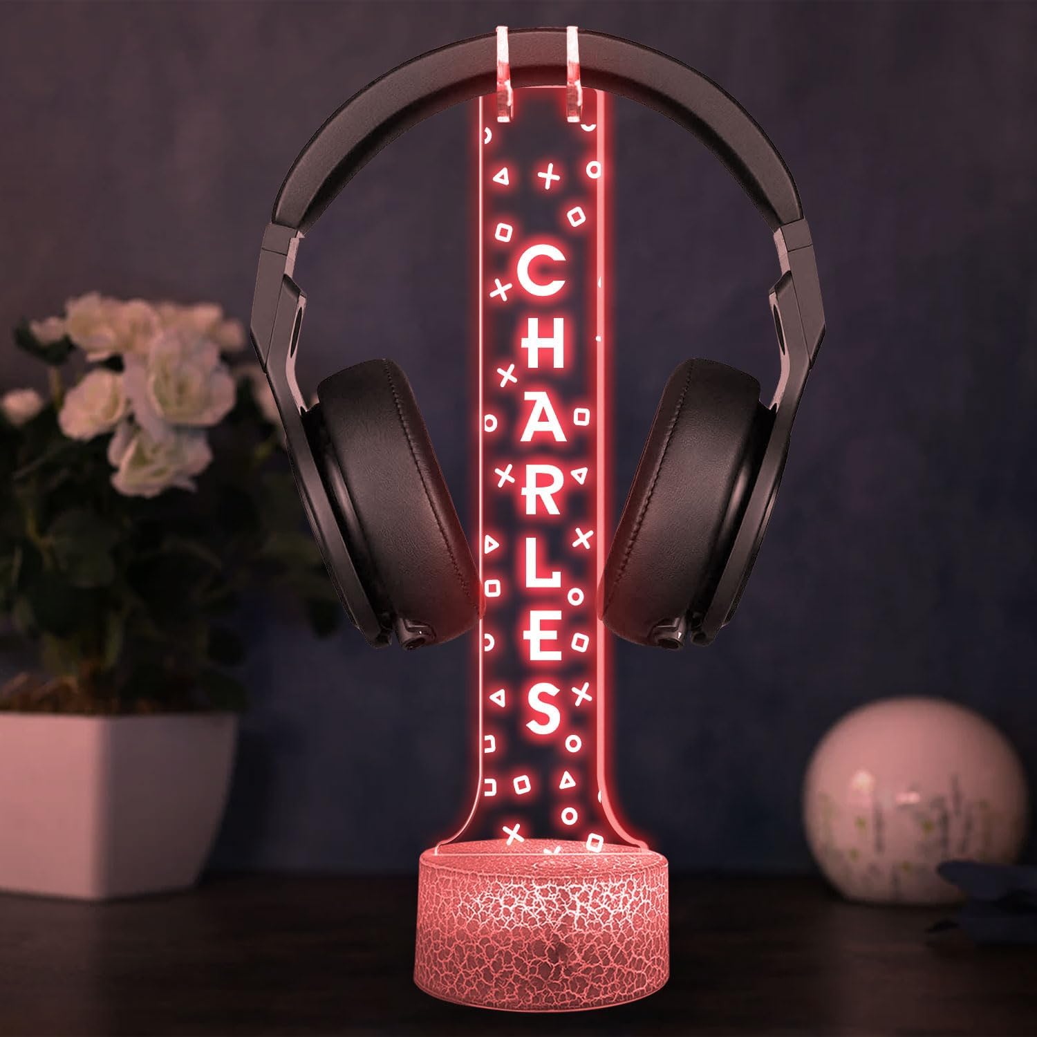 SOPORTE PARA AUDÍFONOS LED GIANTBIGHANDS CON LUCES RGB PERSONALIZABLE - 2