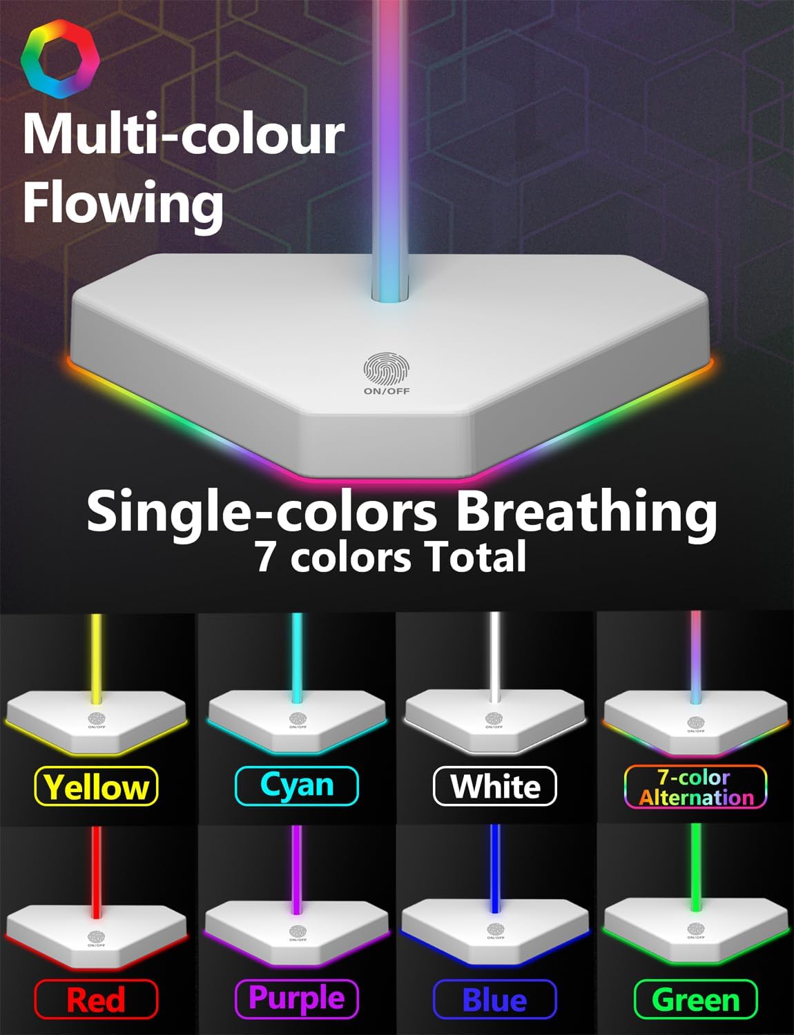 SOPORTE PARA AUDÍFONOS CHARLXEE RGB CON 2 PUERTOS USB-C Y 1 PUERTO USB BLANCO - 3