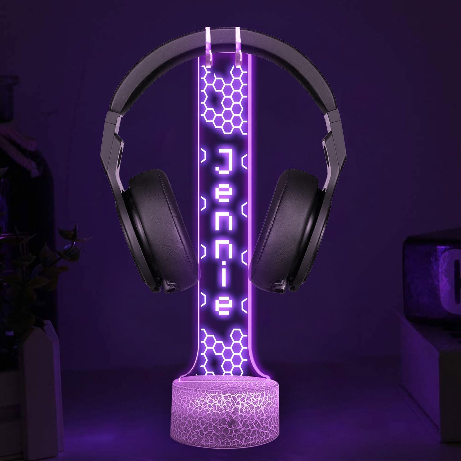 LÁMPARA DE MESA GIANTBIGHANDS SOPORTE PARA AUDÍFONOS RGB PERSONALIZADO CON NOMBRE GAMER - 2