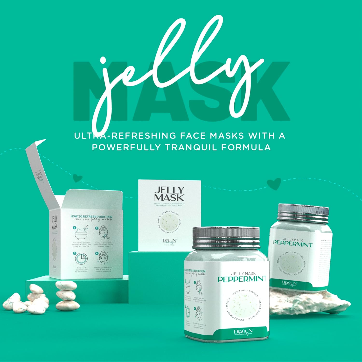 MASCARILLA FACIAL BRÜUN PEEL-OFF PEPPERMINT JELLY 680 ML PARA 30 A 35 APLICACIONES - 2