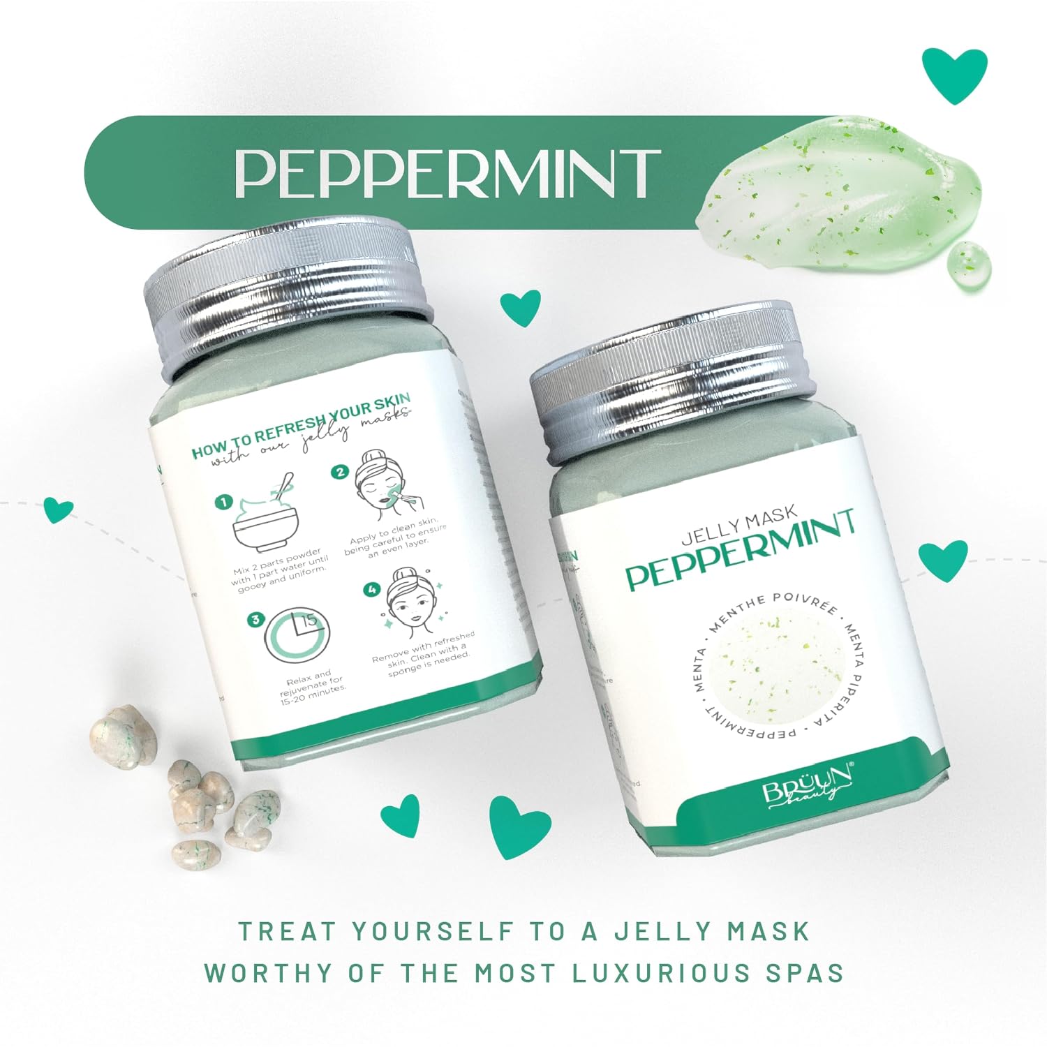 MASCARILLA FACIAL BRÜUN PEEL-OFF PEPPERMINT JELLY 680 ML PARA 30 A 35 APLICACIONES - 5