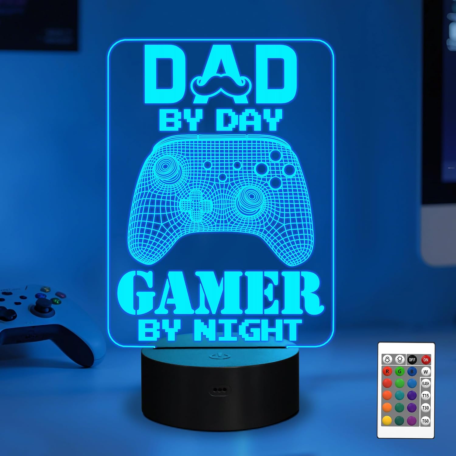 LÁMPARA INFANTIL YUANDIAN GAMER GIFTS 3D ILUSIÓN 16 COLORES CONTROL REMOTO Y TÁCTIL - 1