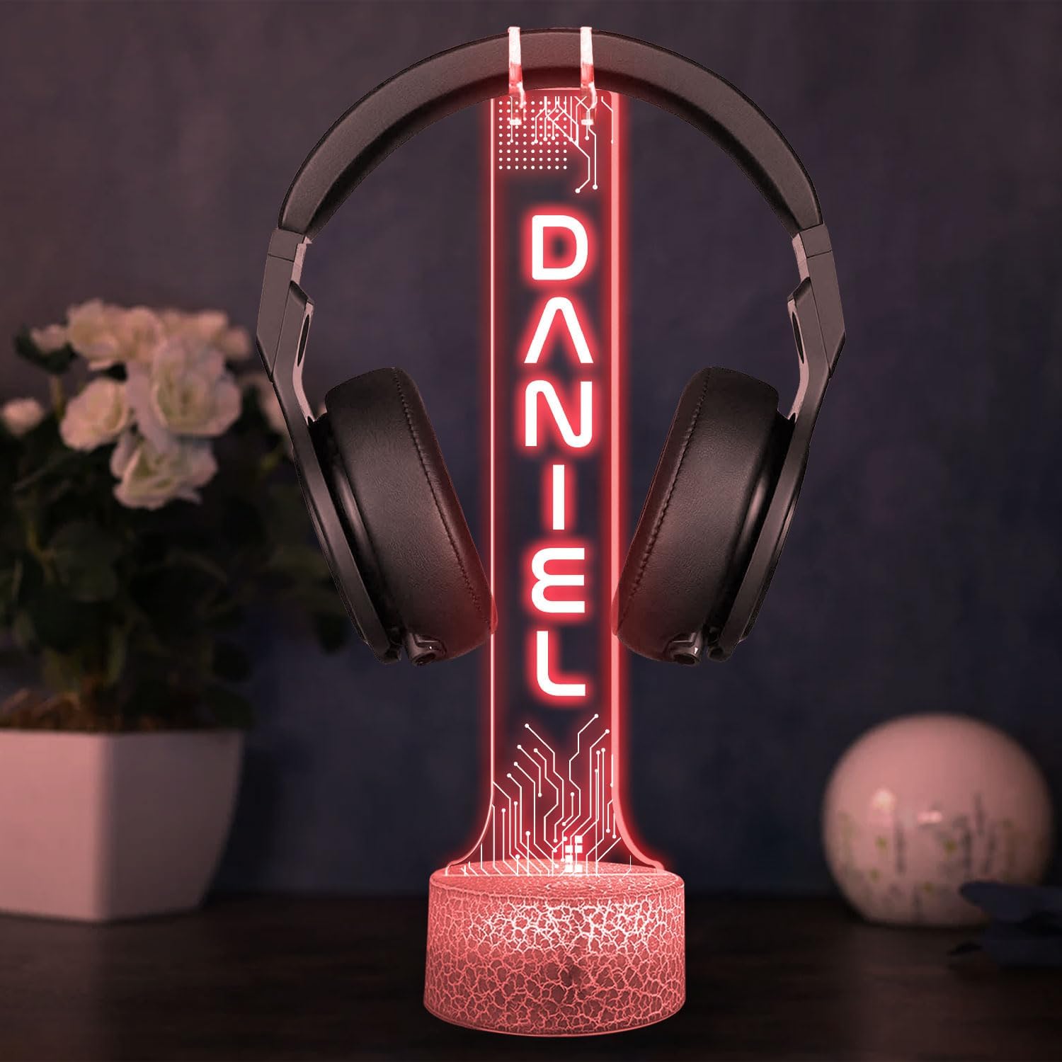 SOPORTE PARA AUDÍFONOS GIANTBIGHANDS CON LUCES LED RGB PERSONALIZABLE - 4