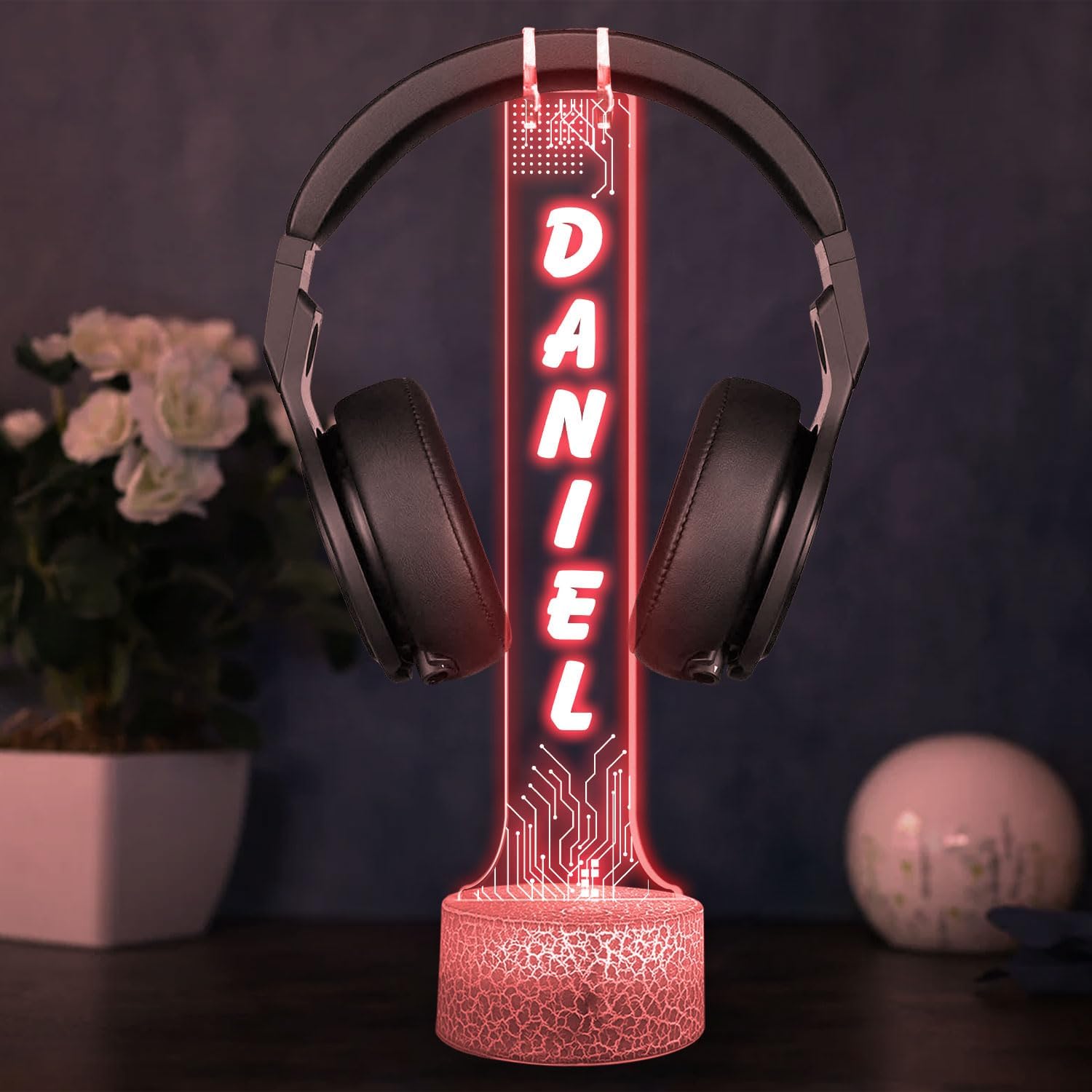 SOPORTE PARA AUDÍFONOS GIANTBIGHANDS PERSONALIZADO CON LUZ LED RGB - 4