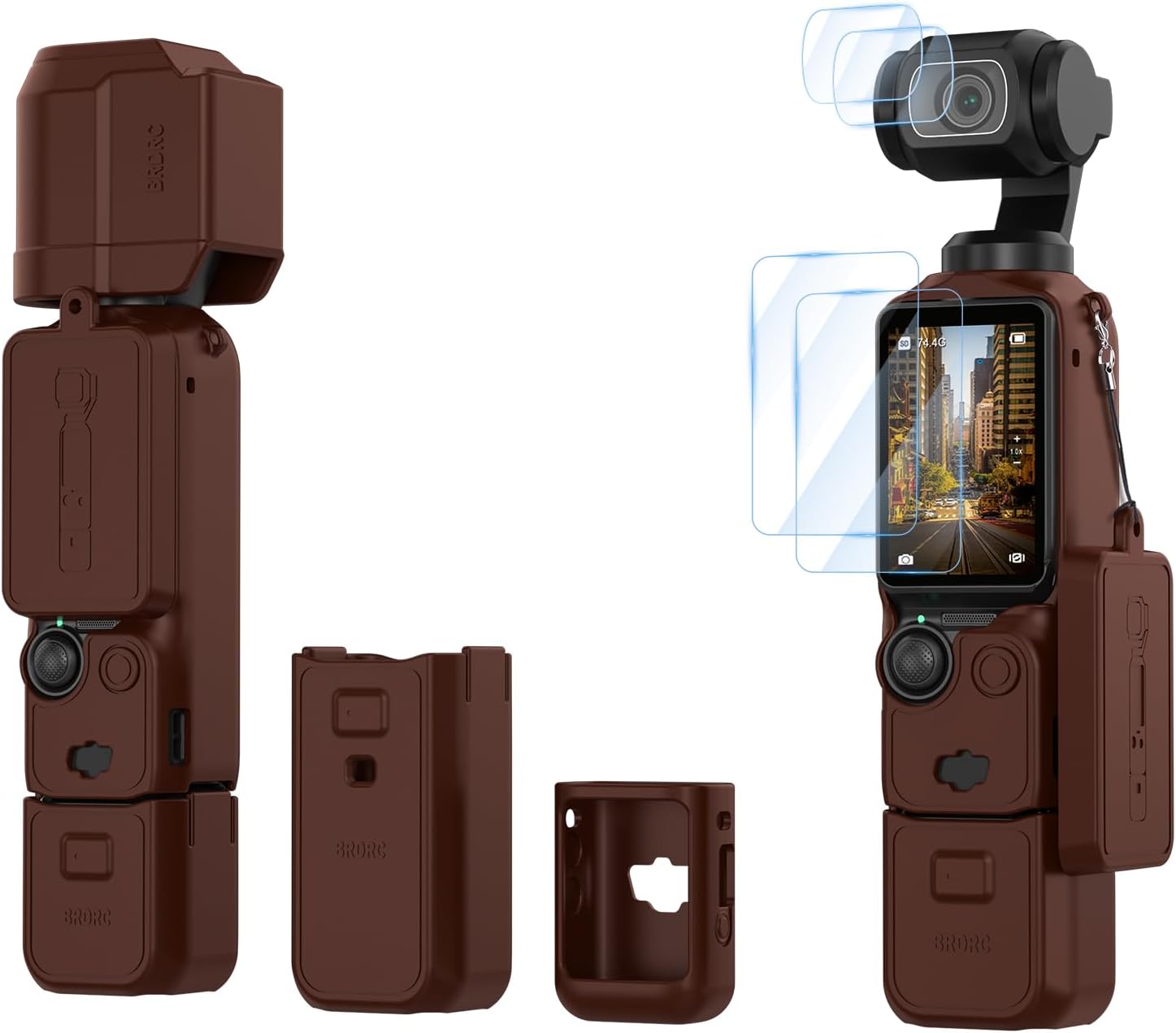 CARCASA DE SILICONA BRDRC POCKET 3 PARA DJI OSMO POCKET 3 Y XTRA MUSE COLOR MARRÓN - 1