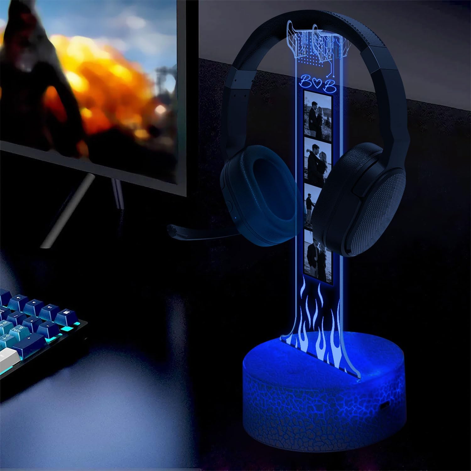 SOPORTE PARA AUDÍFONOS GIANTBIGHANDS PERSONALIZADO CON LUZ LED - 4