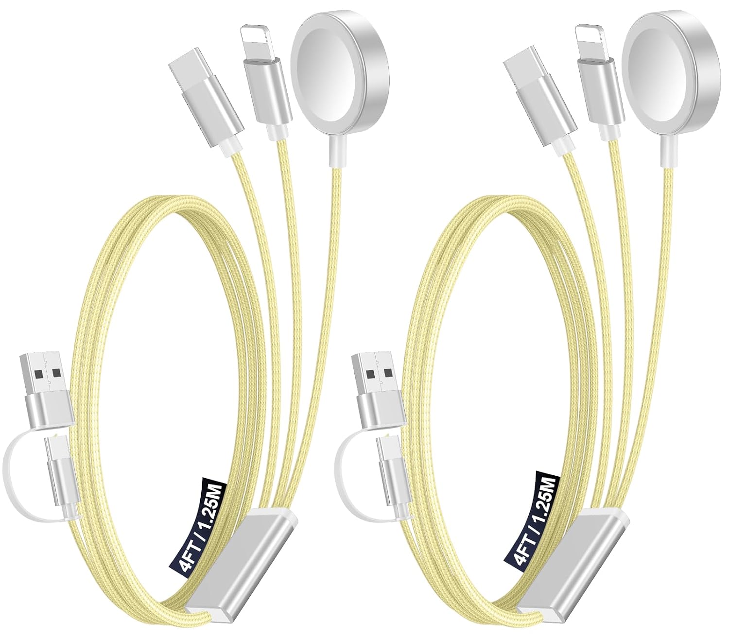 CABLE CARGADOR MÚLTIPLE 3 EN 2 XIWXI 1.25 M PARA APPLE WATCH Y USB C/A - 1