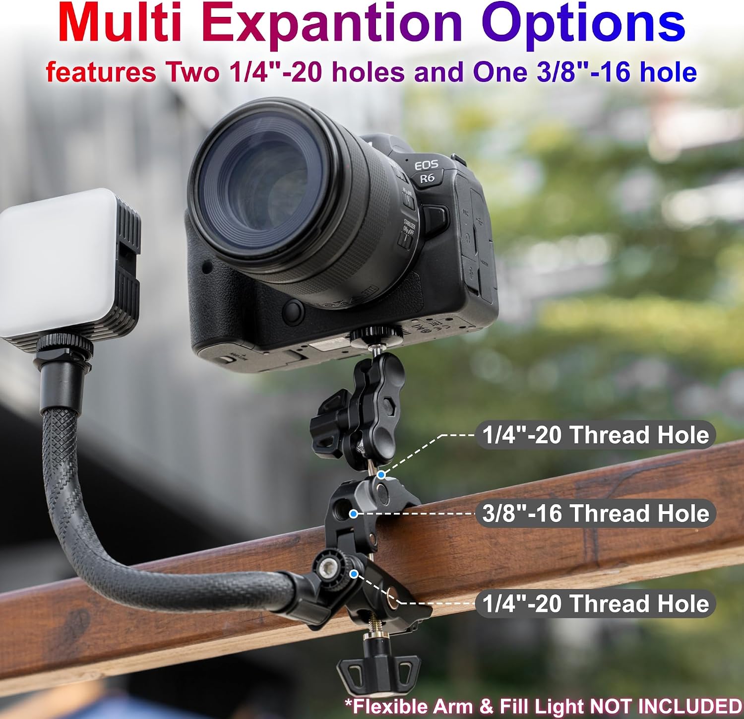 SOPORTE PARA CÁMARA JJC DSLR SUPER CLAMP CON DOBLE BOLA Y ROSCAS 1/4'-20 Y 3/8'-16 - 4