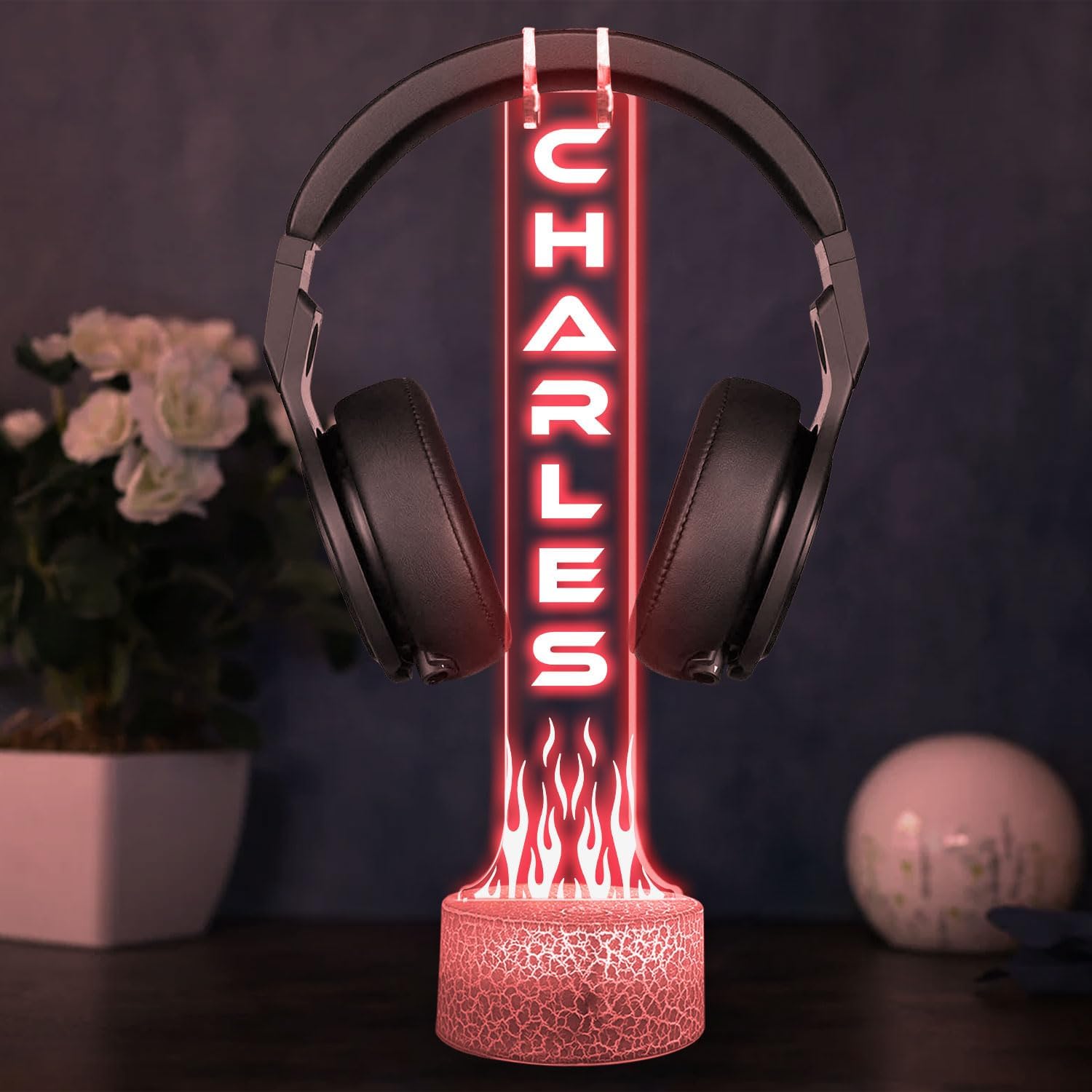 LÁMPARA DE MESA GIANTBIGHANDS SOPORTE PARA AUDÍFONOS CON LUZ RGB PERSONALIZADA - 4