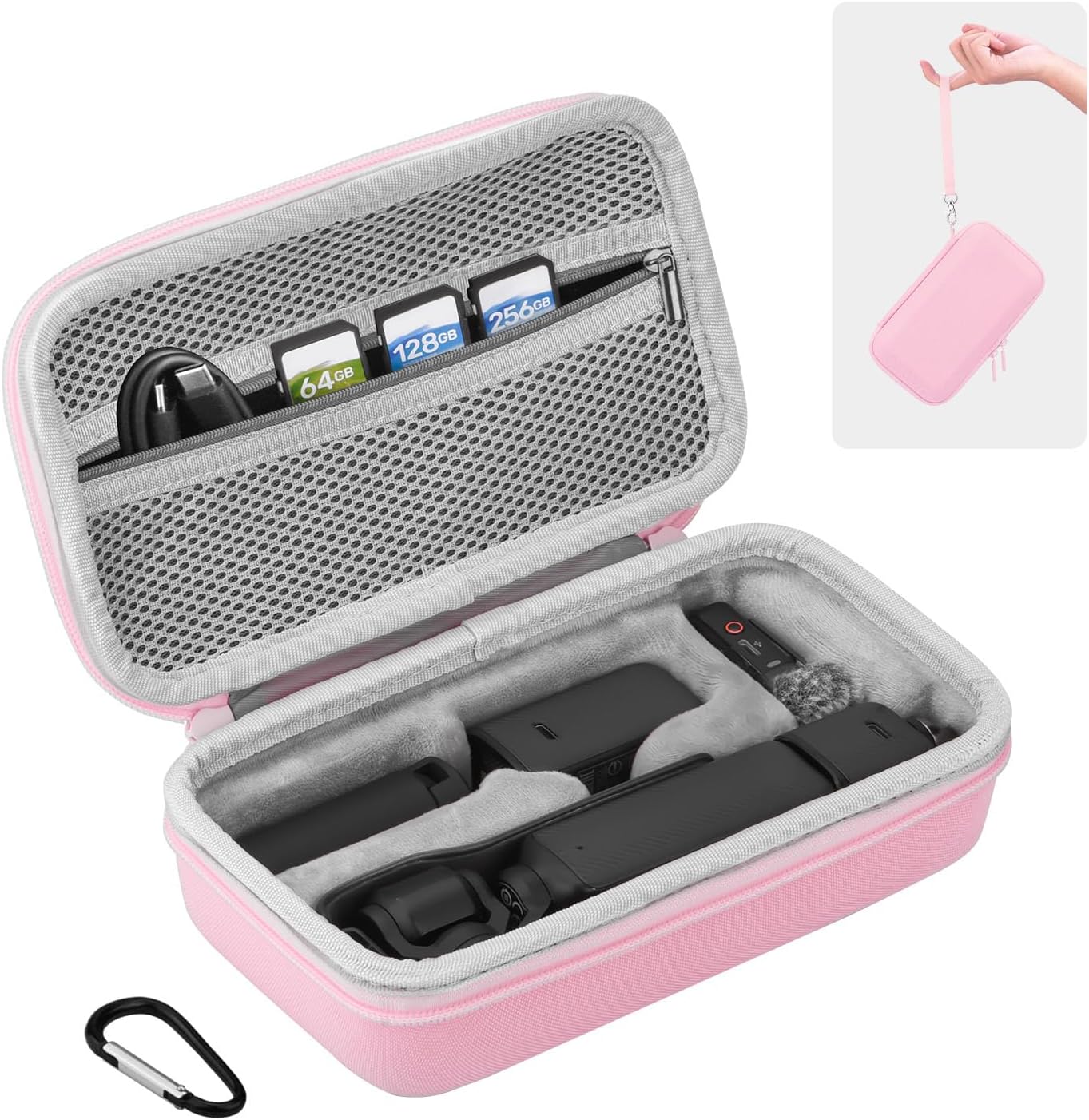 CARCASA RÍGIDA BRDRC PARA OSMO POCKET 3 CON CORREA Y MOSQUETÓN ROSA - 1